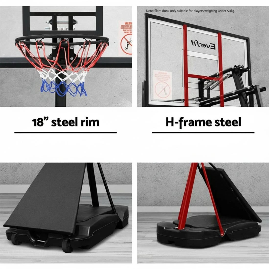 4 Everfit 3.05M Basketball Hoop Stand System Adjustable Height Portable  Pro - Black, 4 of 7