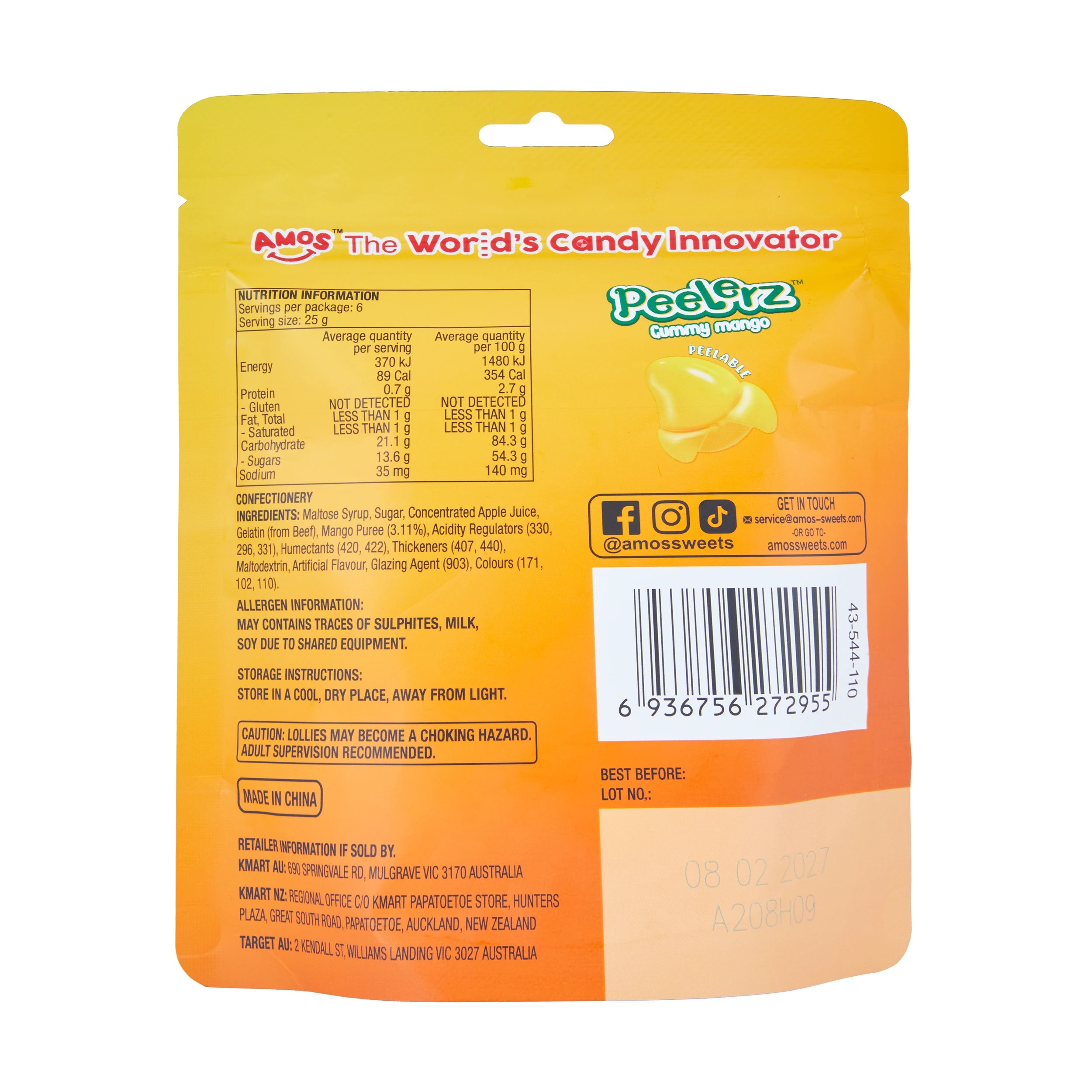 3 Amos Peelerz Mango Gummy Candy 150g, 3 of 3