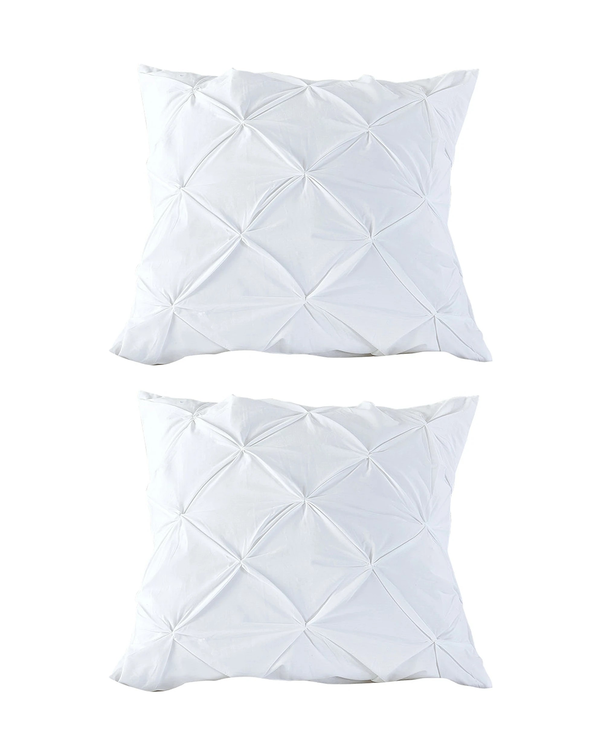 1 Cotton More 2pc Cotton Diamond Pinch Pleated Euro Cushion Cover Set 65x65cm - White, 1 of 5