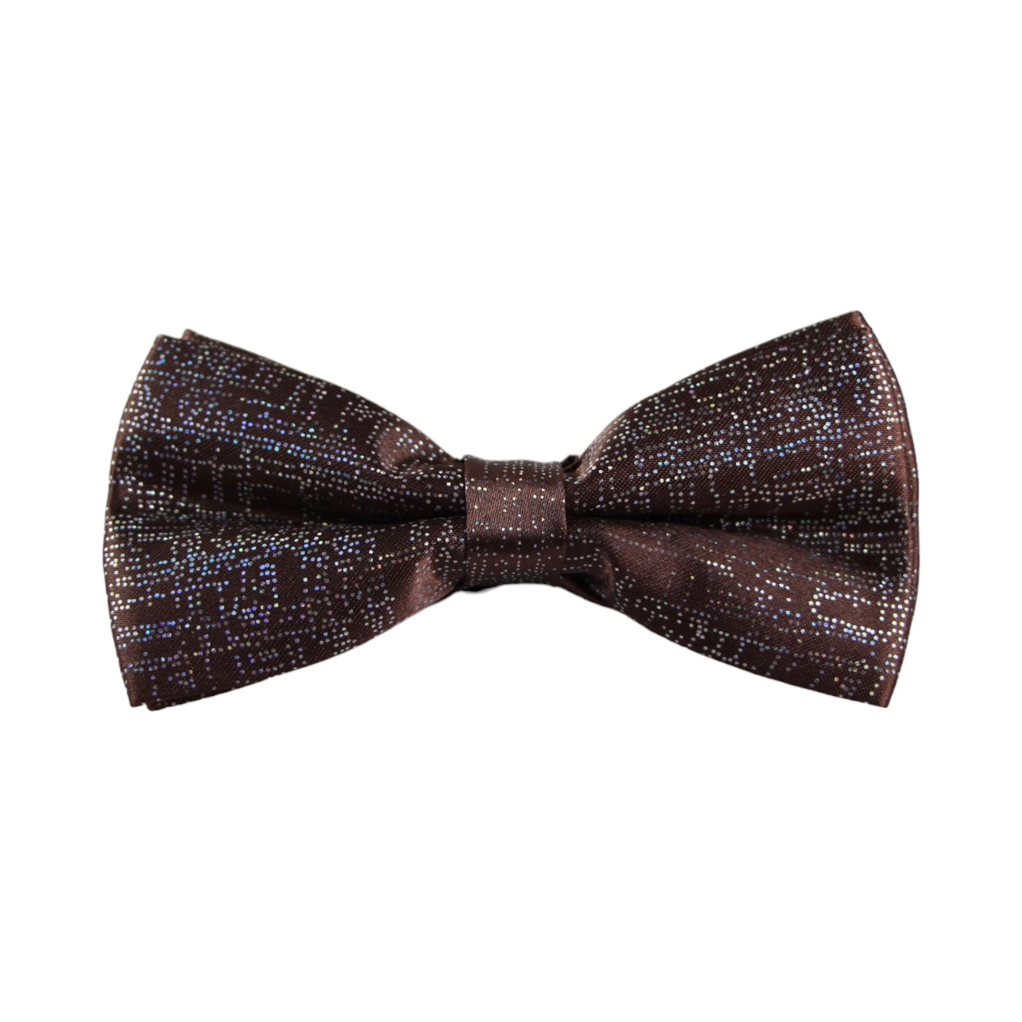 1 Zasel Mens Brown Sparkly Glitter Patterned Bow Tie, 1 of 2