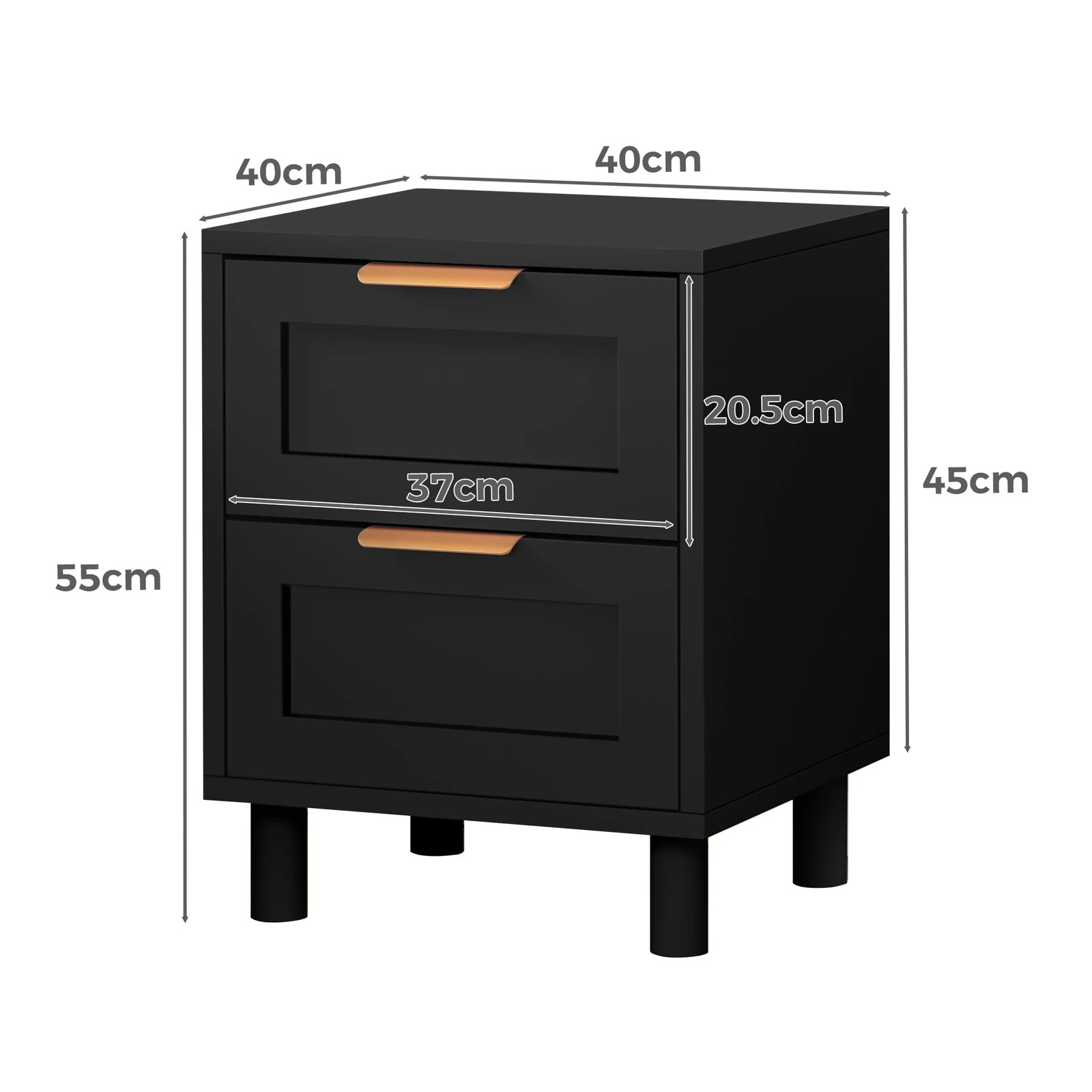 8 Alfordson 2x Bedside Table Side Storage Nightstand 2 Drawers Cabinet - Black, 8 of 10