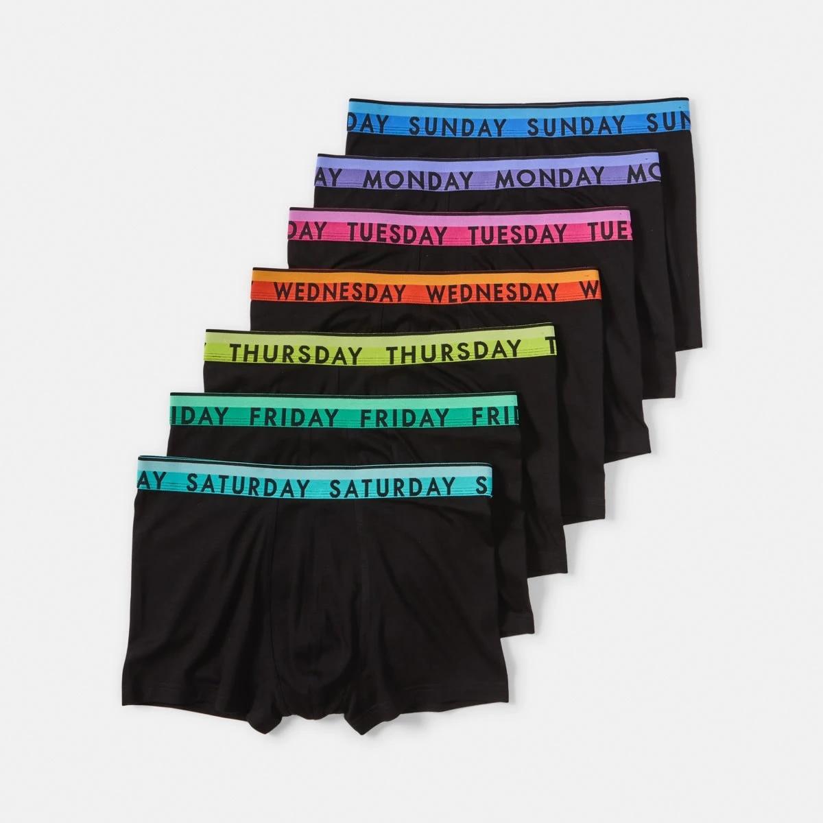 1 7 Pack 7 Day Trunks BLACKCOLOR, 1 of 10