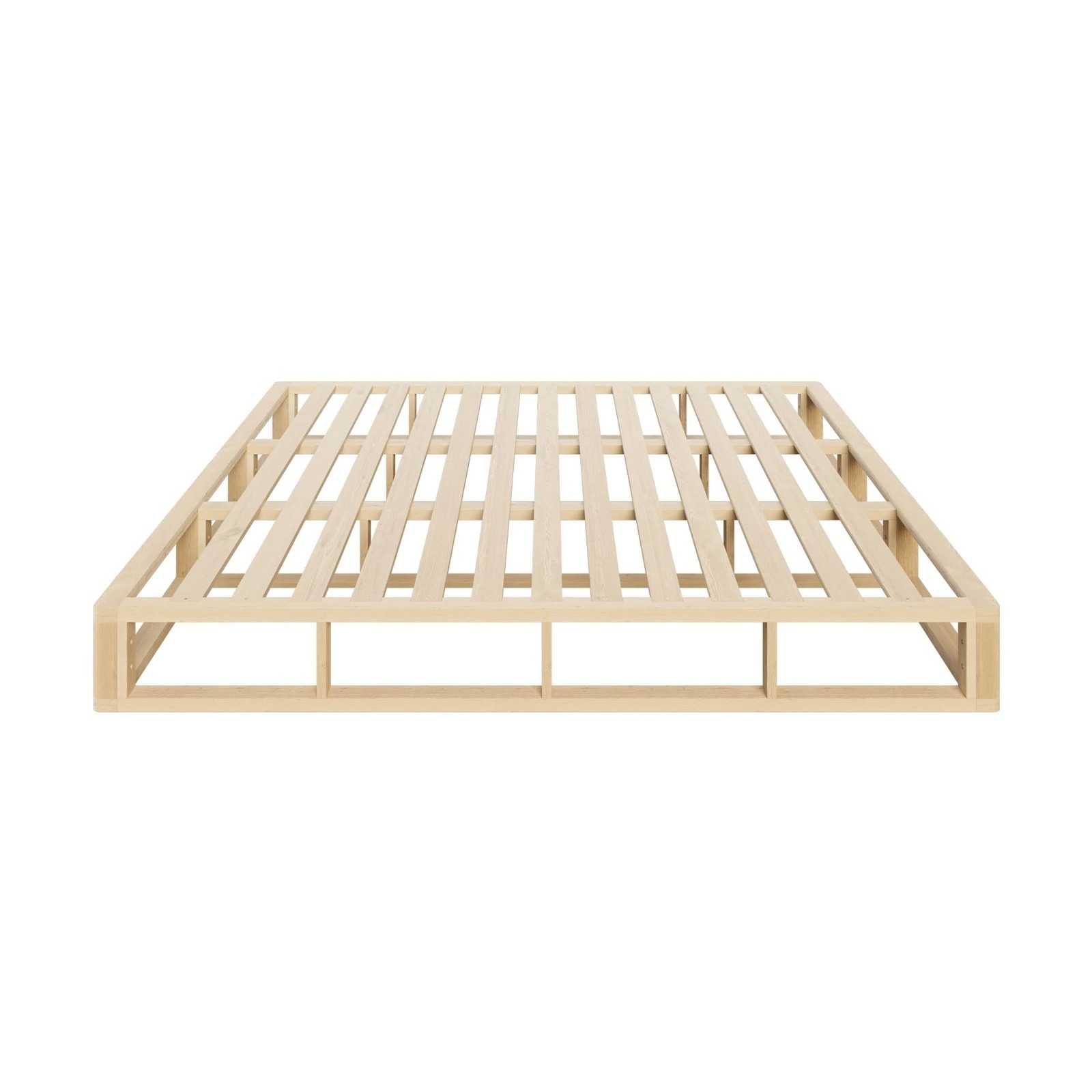 7 Oikiture Bed Frame King Size Wooden Bed Base Platform Cage-like
 - Natural, 7 of 10