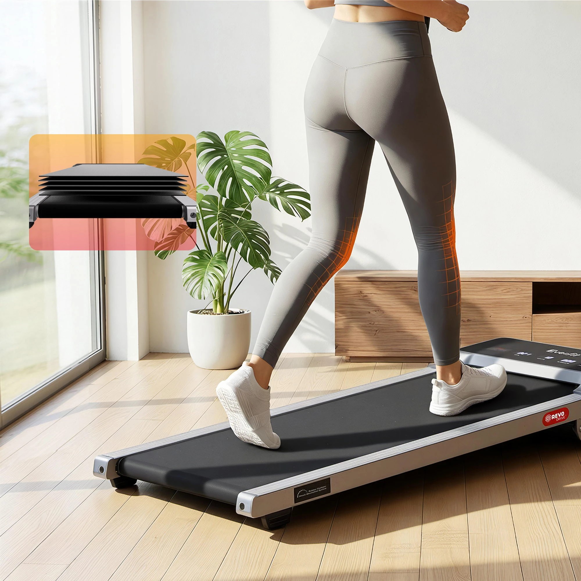 9 Everfit 3 in 1 Walking Pad Treadmill 20% Auto Incline Under Desk Treadmills 40cm Wide Belt - Silver, 9 of 9