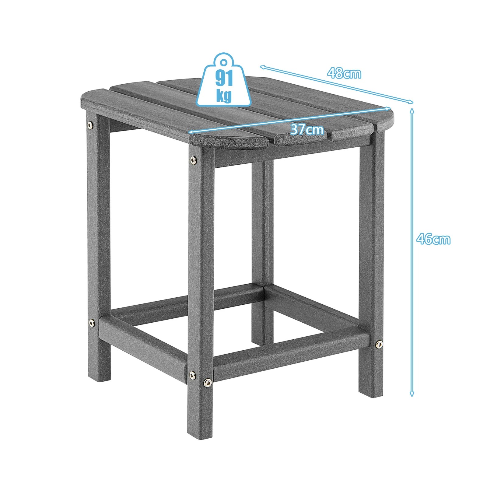 2 Costway Outdoor Side Table All-Weather Coffee Table Outdoor Adirondack Table - Grey, 2 of 2