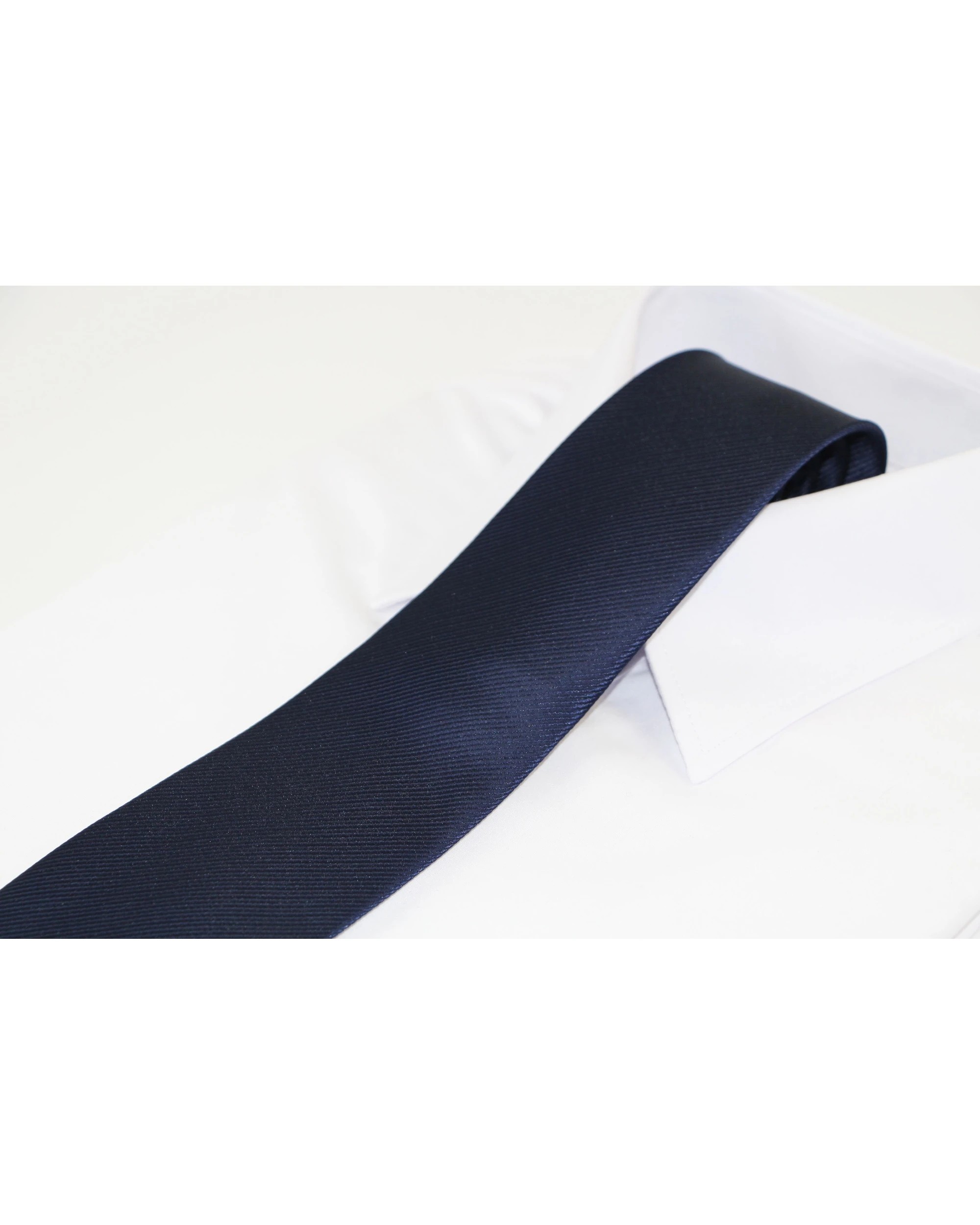 1 Zasel Mens Plain Navy Elegant Striped Patterned 8cm Neck Tie - Blue, 1 of 3