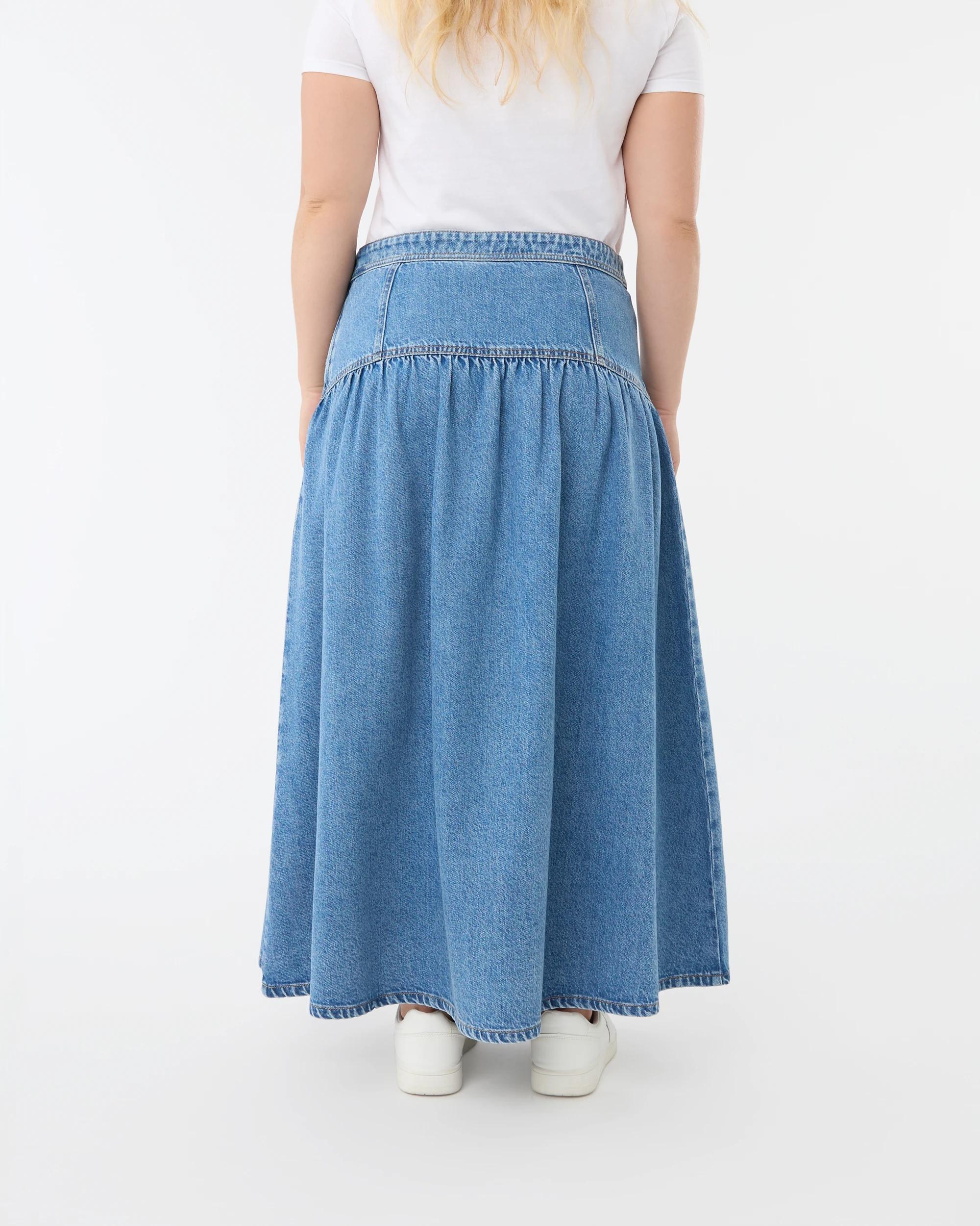 3 Denim Yoke Maxi Skirt Mid Wash, 3 of 5