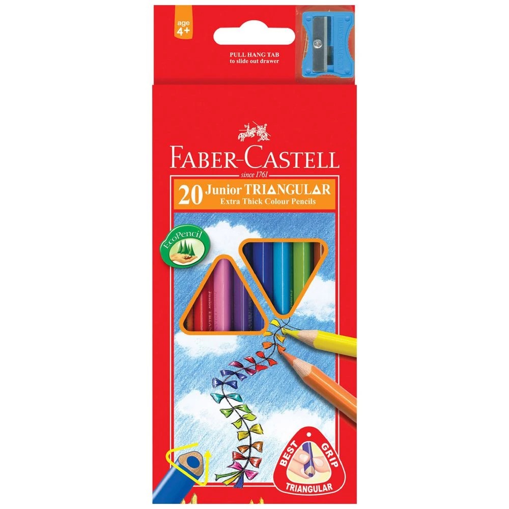 1 Faber-Castell Junior Triangular Thick Colour Pencils 20 Pack, 1 of 4