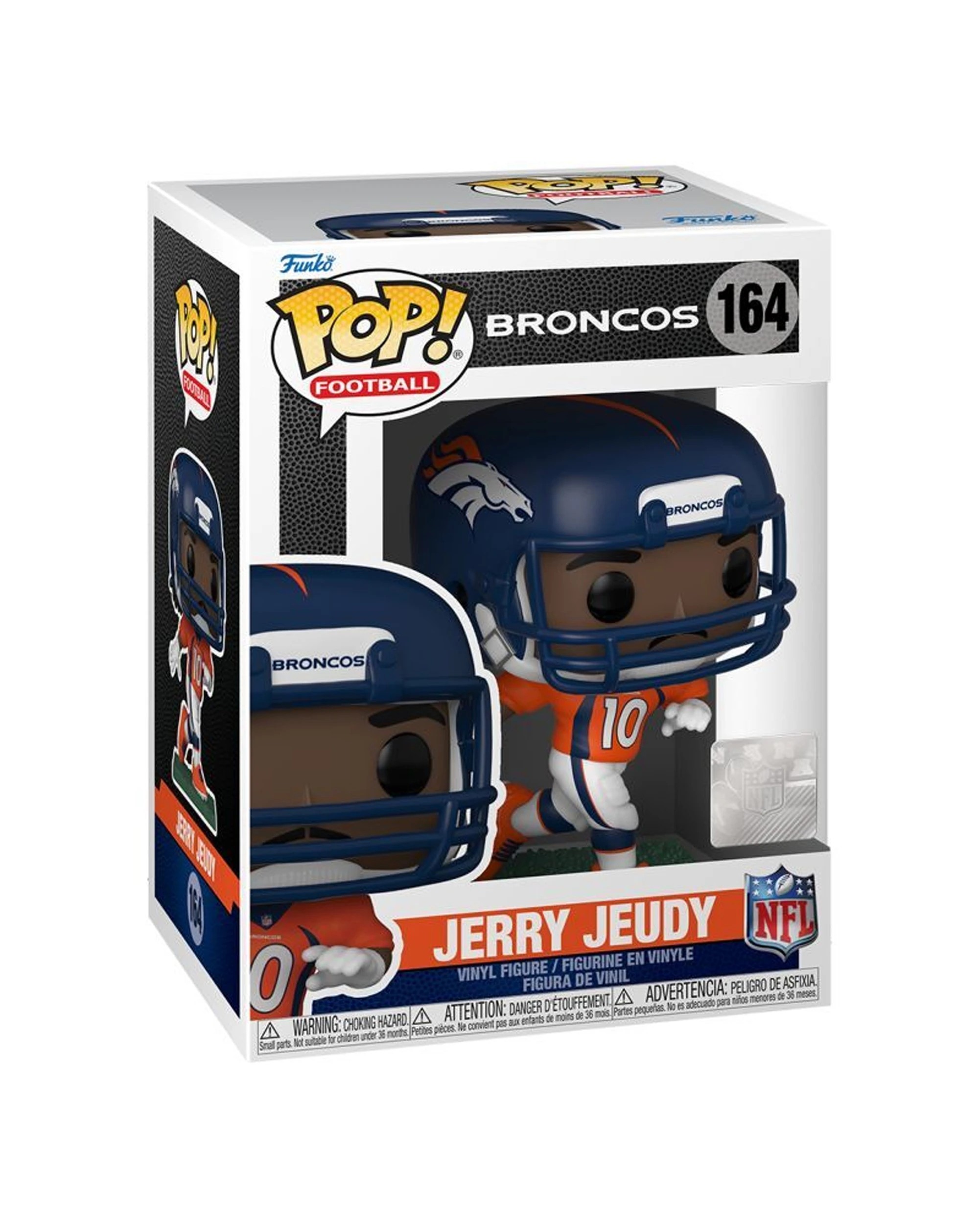2 POP NFL Broncos Toy - Jerry Jeudy Action Figure - Pop Vinyl Figures 10cm - Multi, 2 of 3