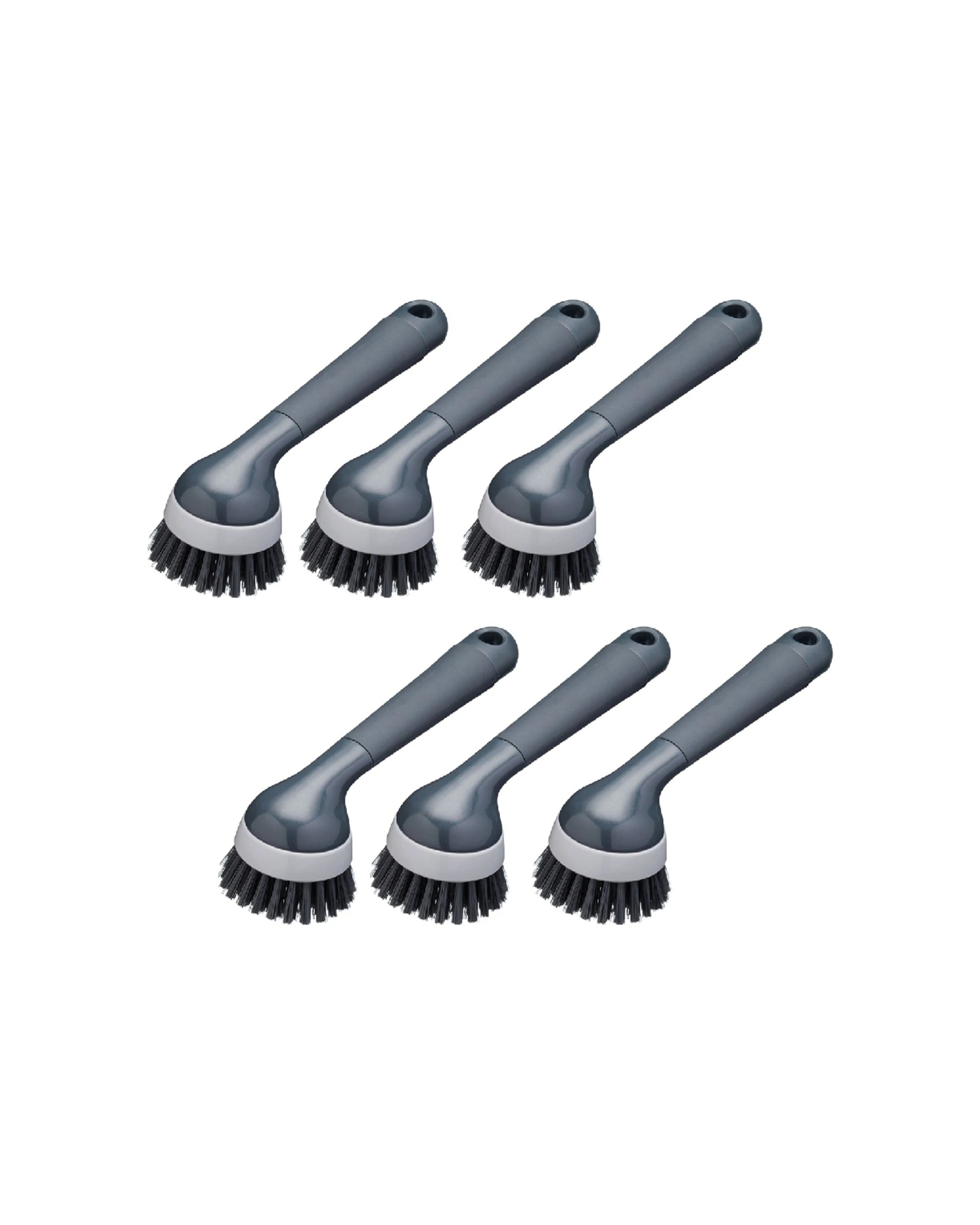 1 MasterCraft 6PK Dish Brush Washing Up Cleaner Soft Bristles Refillable Soap 20cm - Grey, 1 of 1