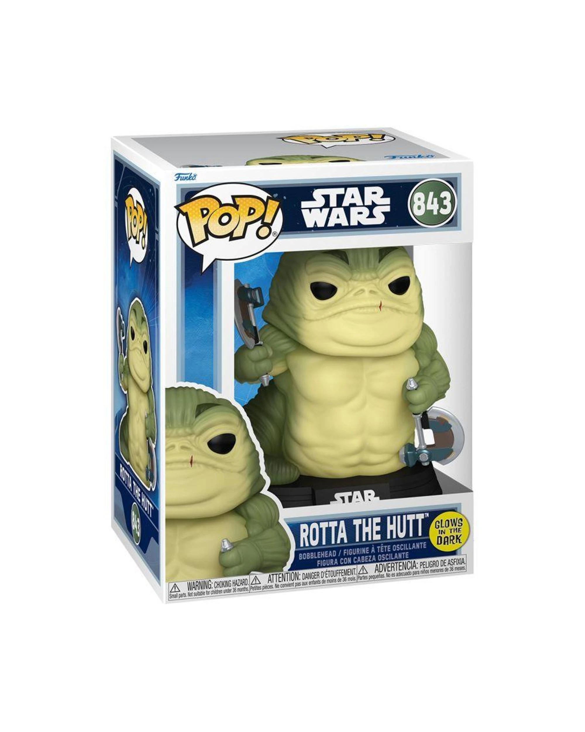 3 Star Wars The Mandalorian and Grogu Rotta The Hutt Glow In The Dark Funko POP! Vinyl, 3 of 3