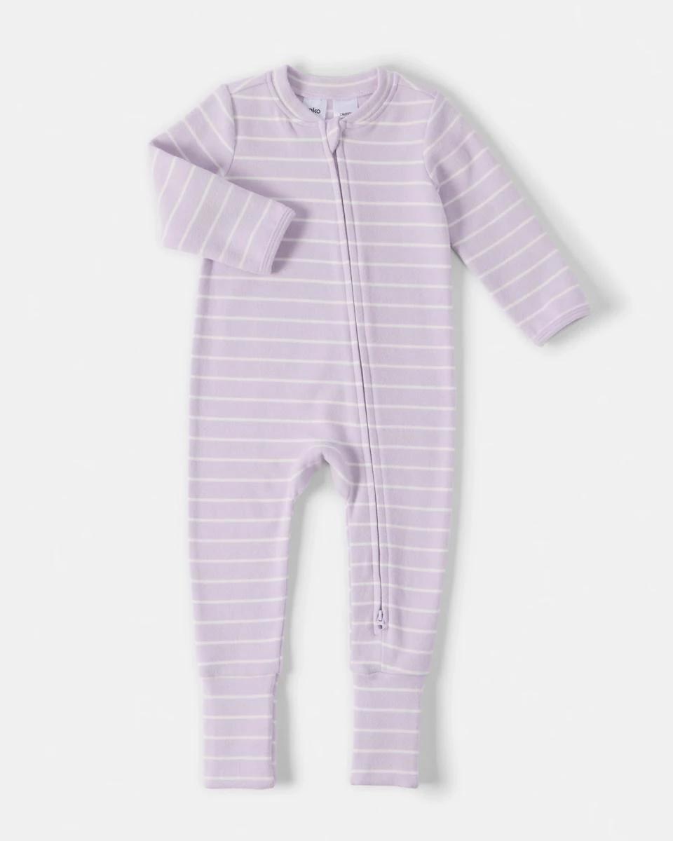 1 Cotton Sueded Coverall Prpl Strp, 1 of 4