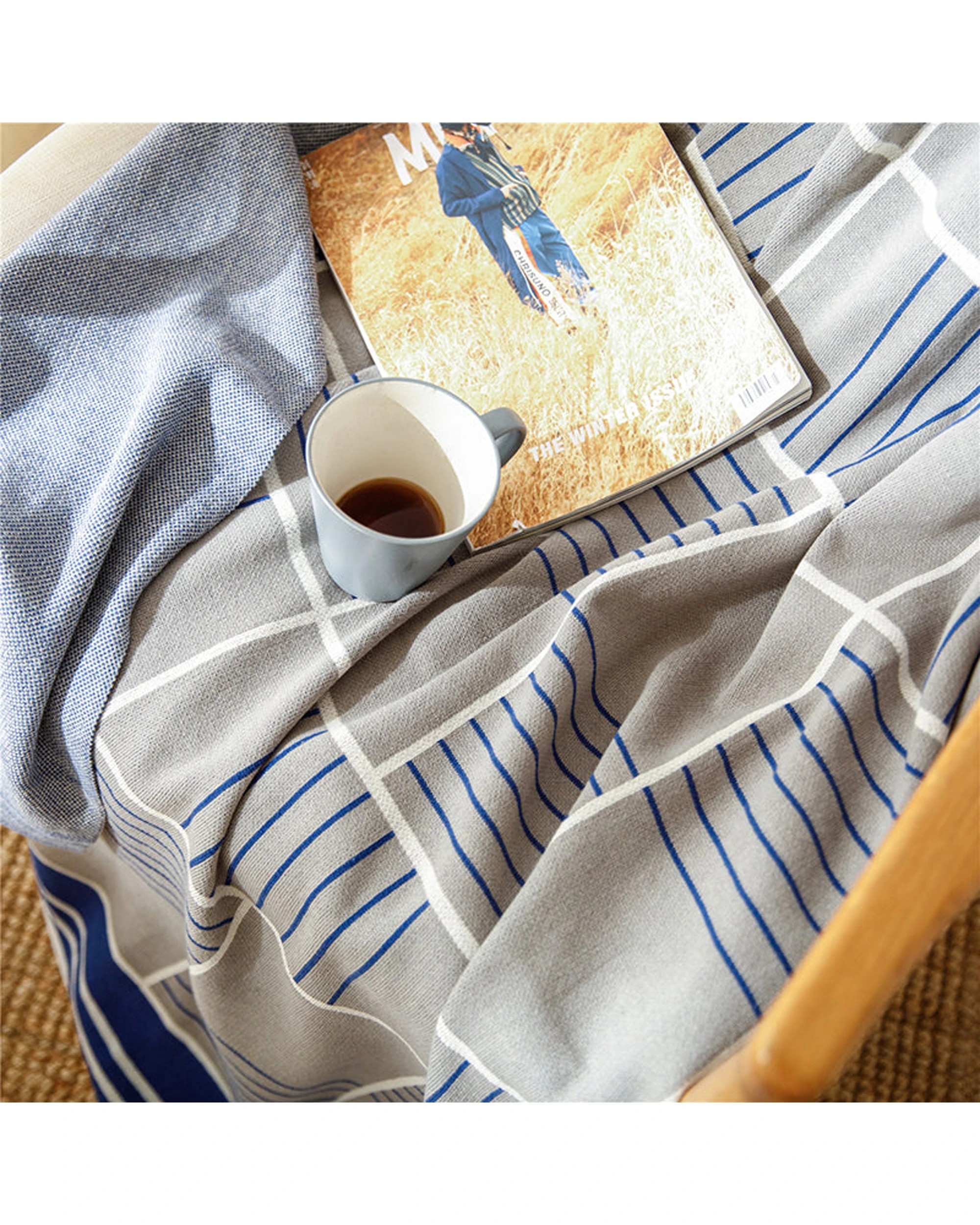 4 Cotton More Cotton Knitted Blanket Chekcer 130x180cm - Multi, 4 of 8