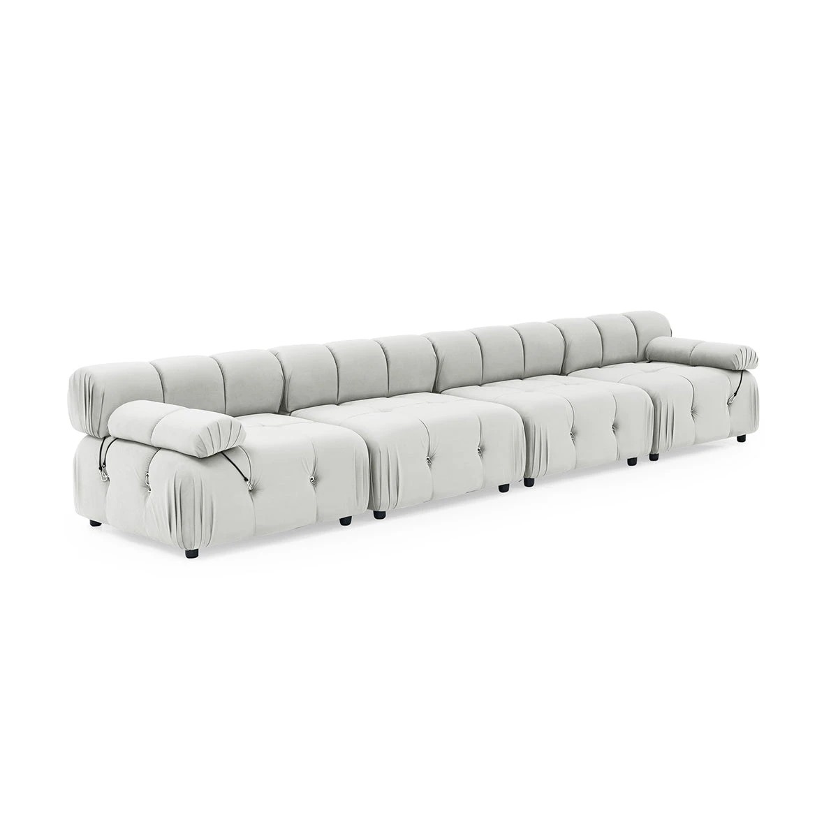 8 Foret 1pc Sofa Ottoman Modular Sectional Armless Tufted Velvet Couch Beige, 8 of 9