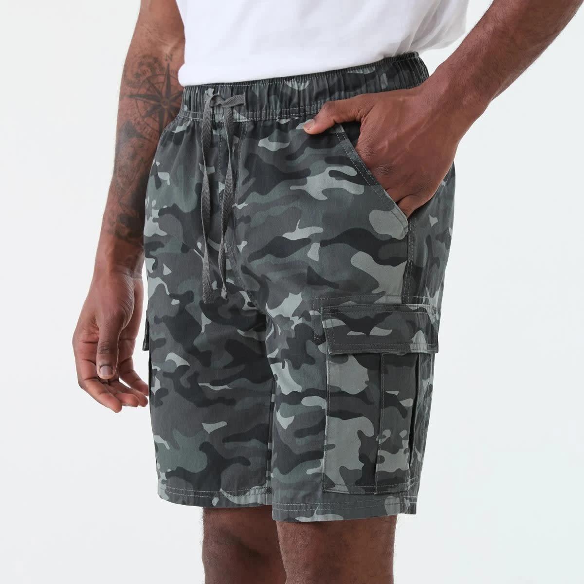 2 Elastic Waist Cargo Shorts URBAN CAMO ENDLESS GREY, 2 of 6