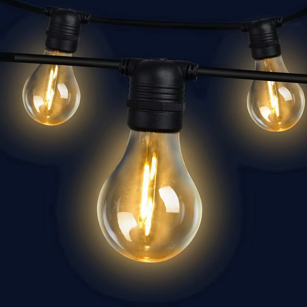 1 23m LED Festoon String Lights Outdoor Christmas Decorations Wedding Garden Party - Black, 1 of 7