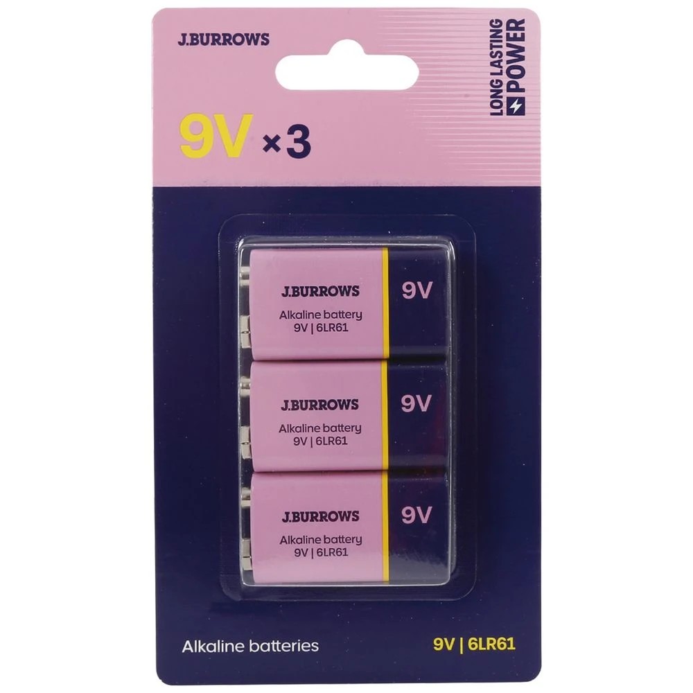 1 J.Burrows 9V Batteries 3 Pack, 1 of 6