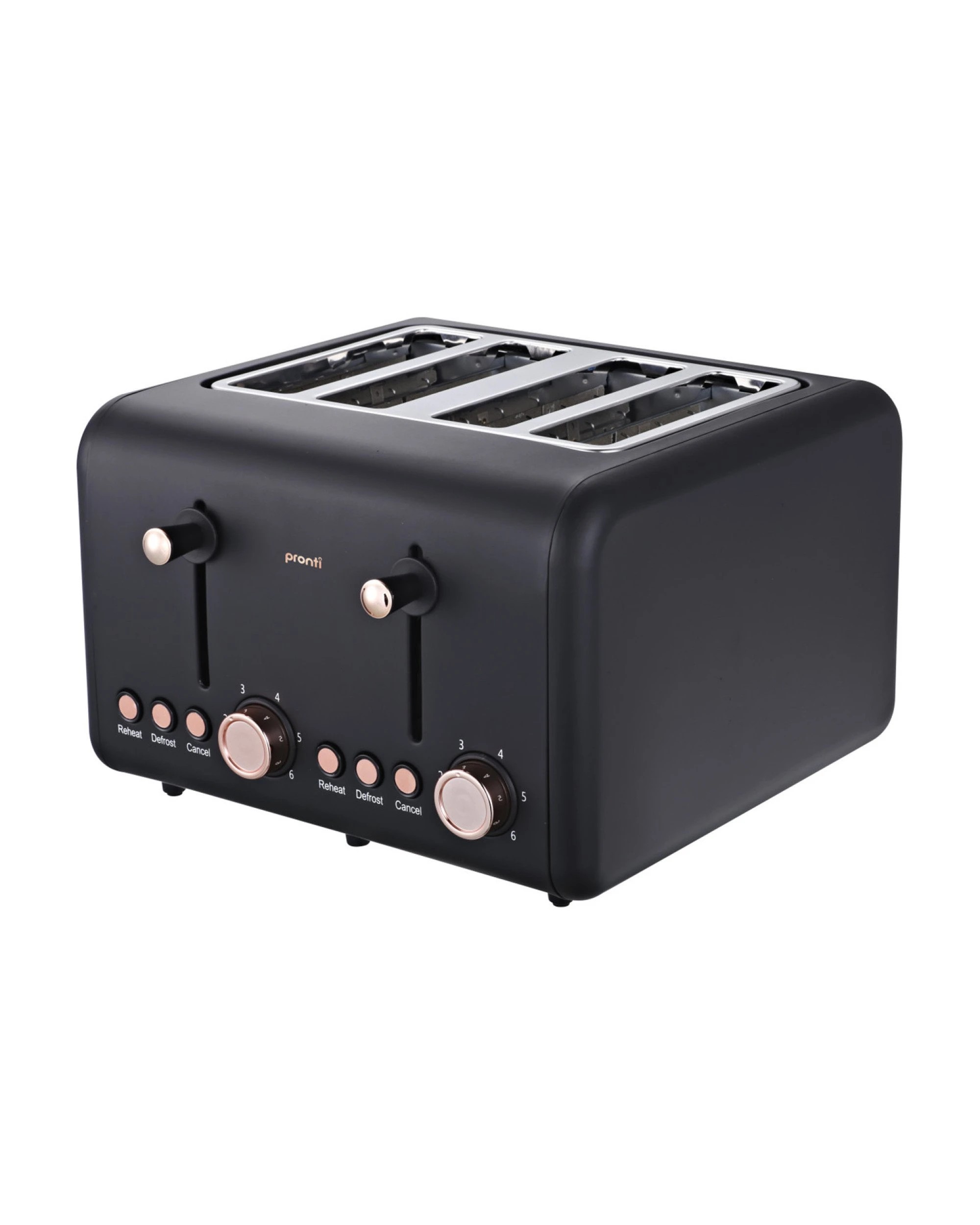 1 Pronti 4 Slice Toaster Rose Trim Collection - Black, 1 of 9