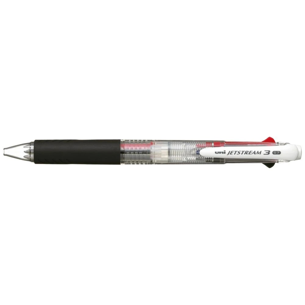 1 Uni Jetstream Retractable Rollerball 3 Colour Pen Clear, 1 of 1