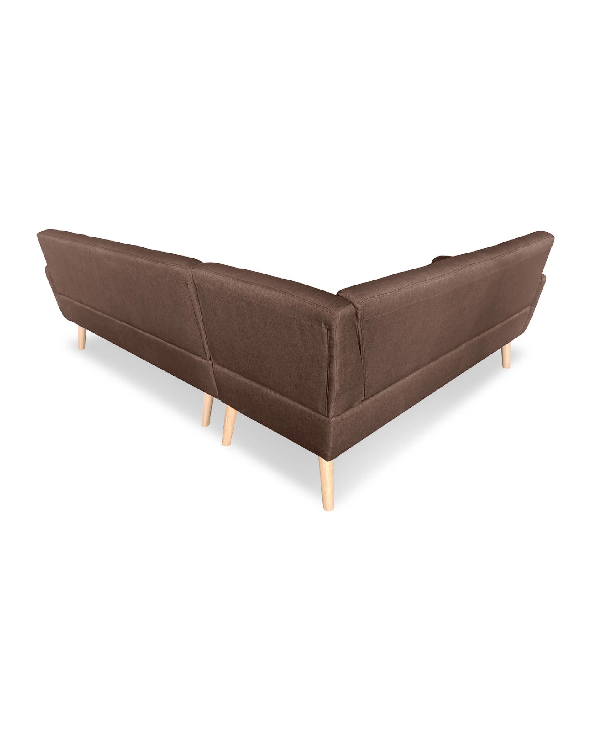 5 Faux Linen Corner Wooden Sofa Lounge L-shaped With Chaise Brown, 5 of 7