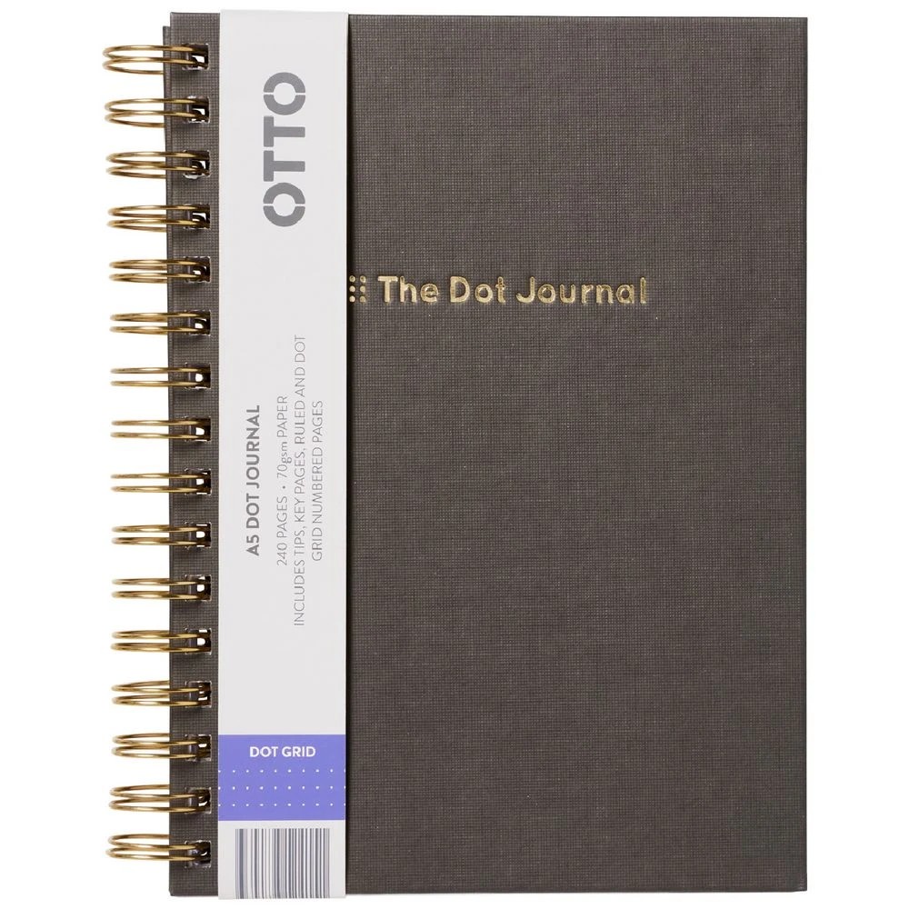 1 Otto A5 The Dot Journal Spiral 240 Page Black, 1 of 3