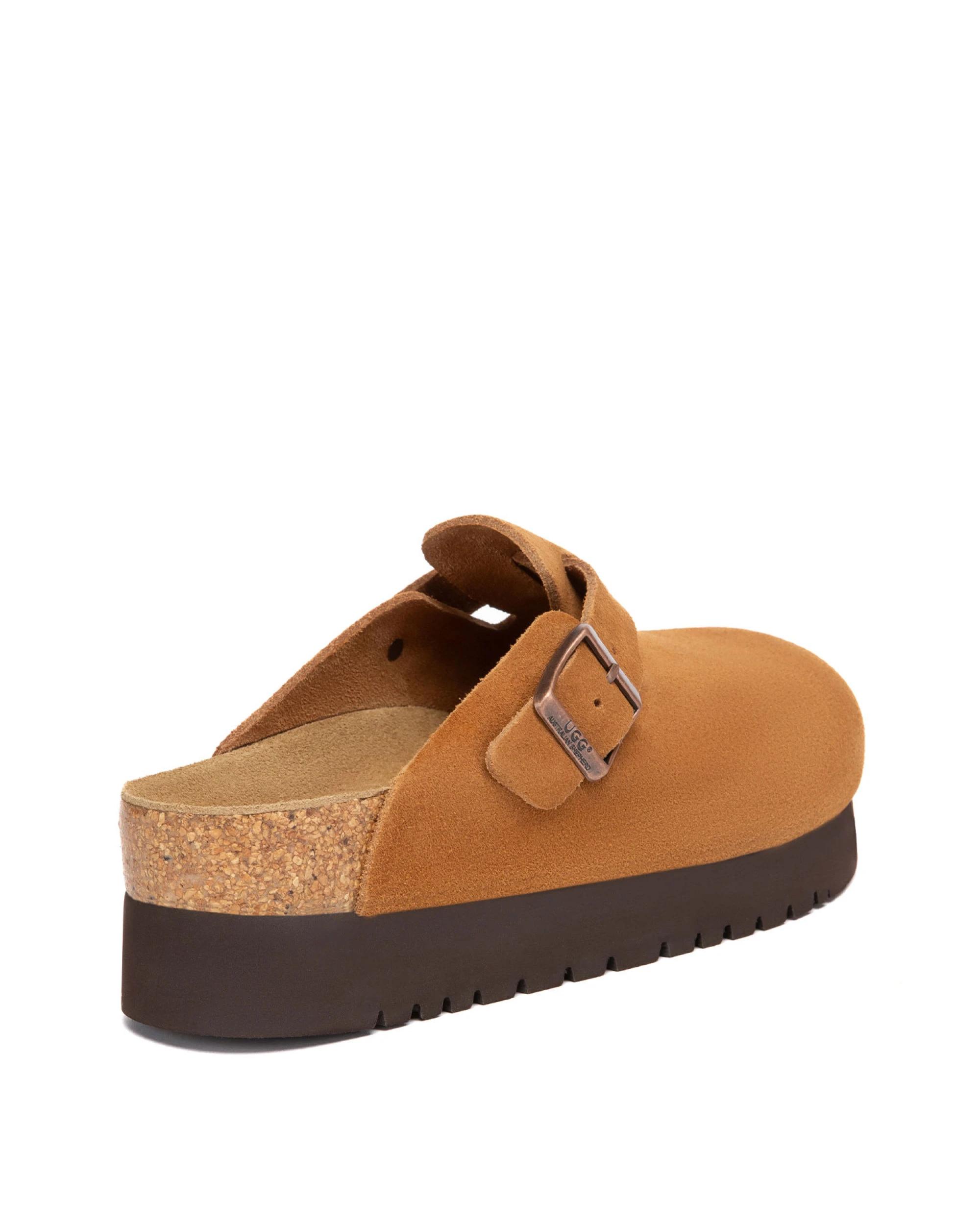 3 Australian Shepherd UGG Cow Platform Clogs Slippers CHESTNUT, 3 of 5