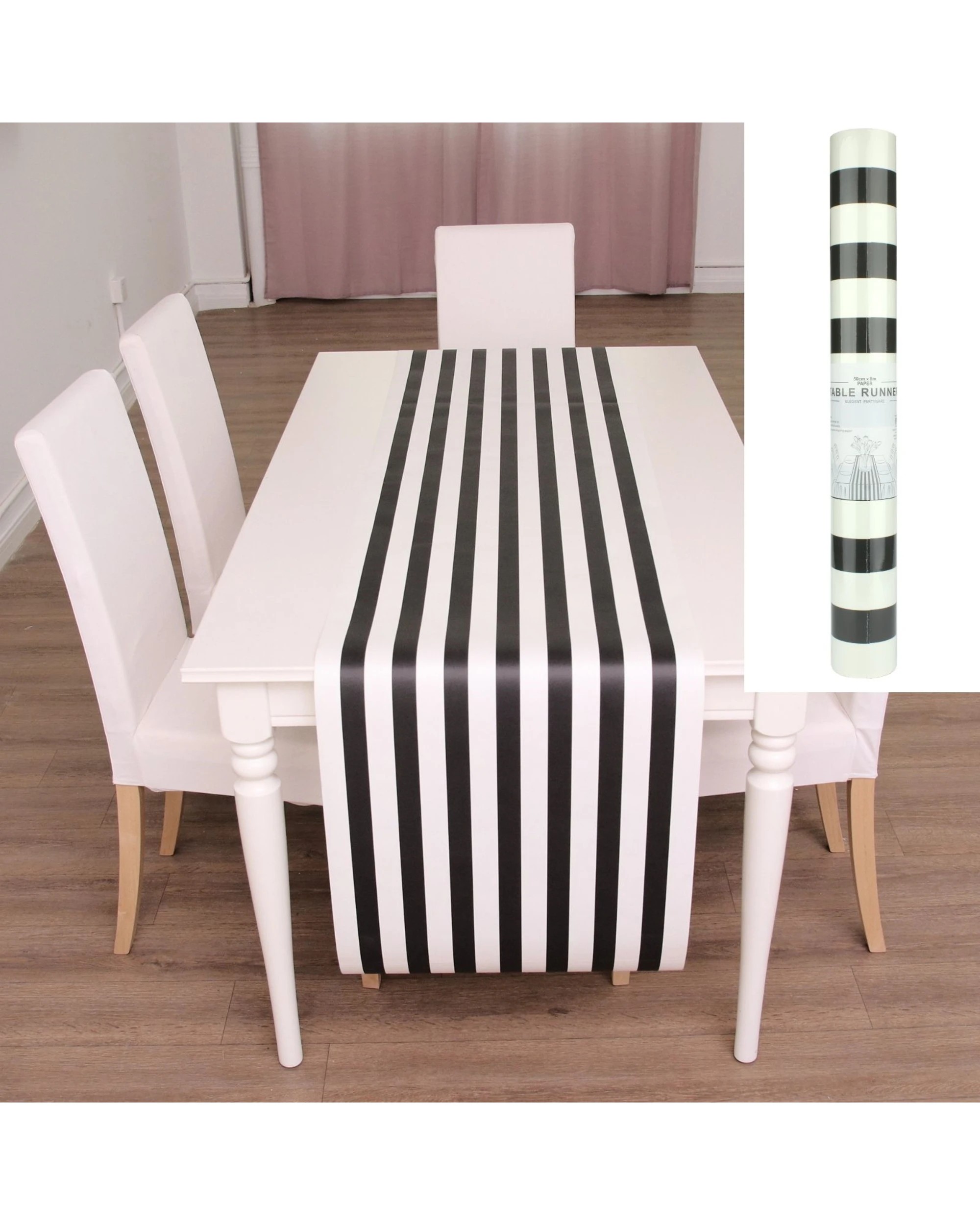 2 Shmick Black and White Paper Table Runner 8m - Black and White, 2 of 2