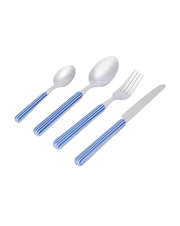 16 Piece Blue Stripe Cutlery Set