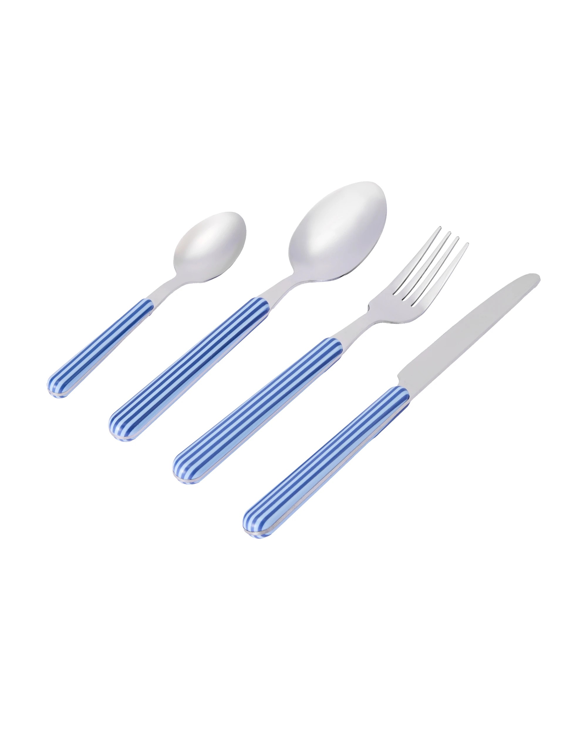 1 16 Piece Blue Stripe Cutlery Set, 1 of 5