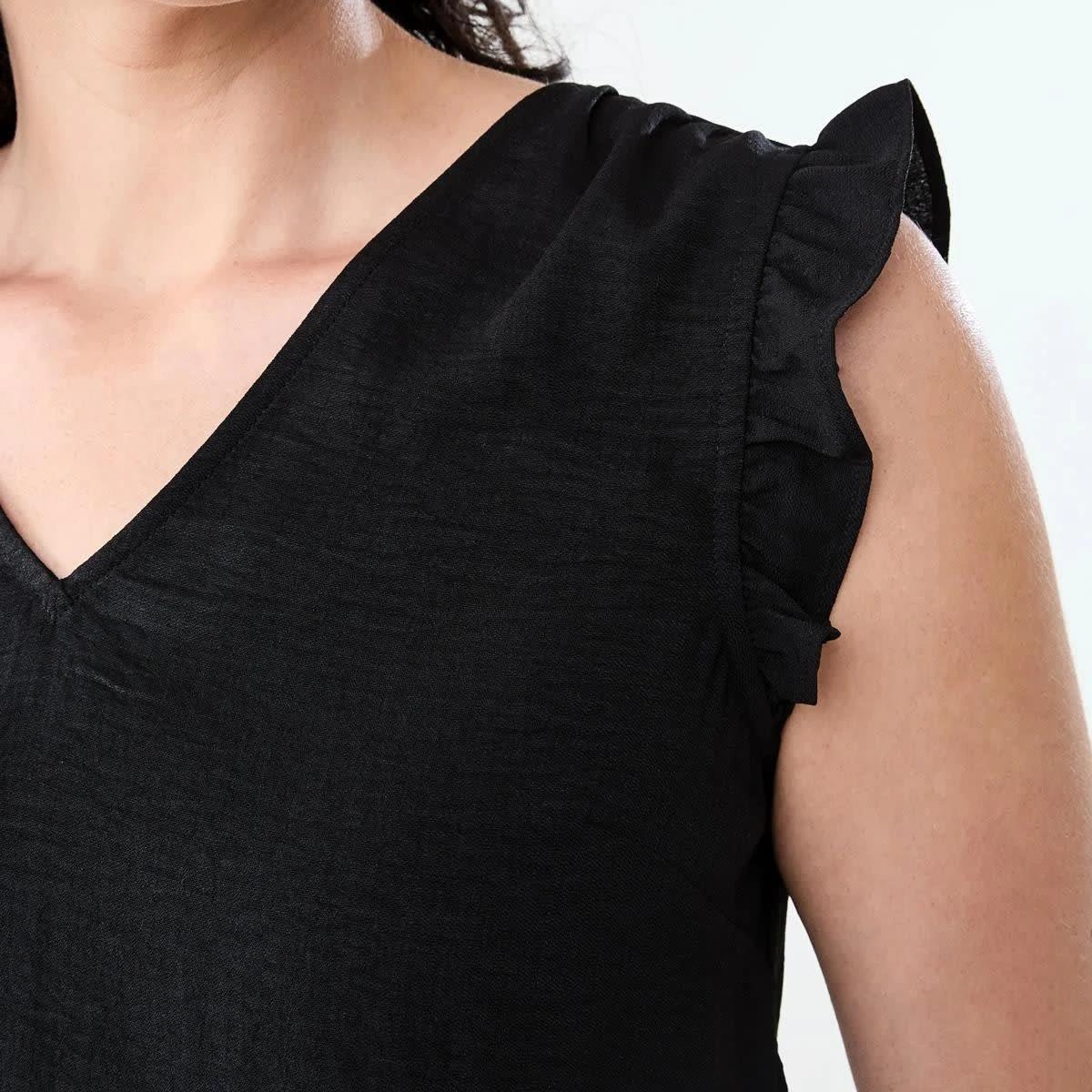 6 Sleeveless Frill Top BLACK, 6 of 6