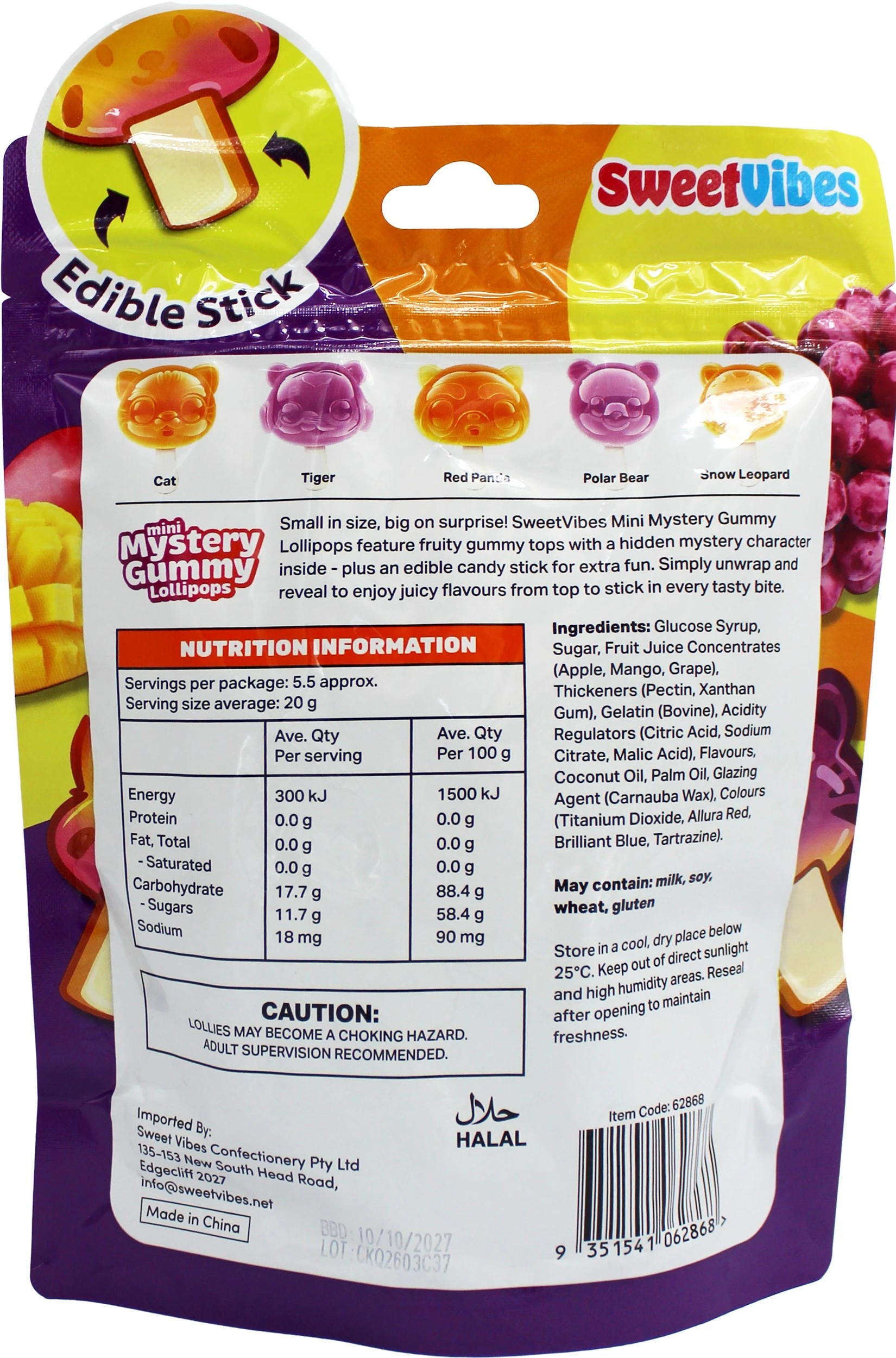 2 Sweet Vibes Mini Mystery Gummy Lollipops 110g, 2 of 2