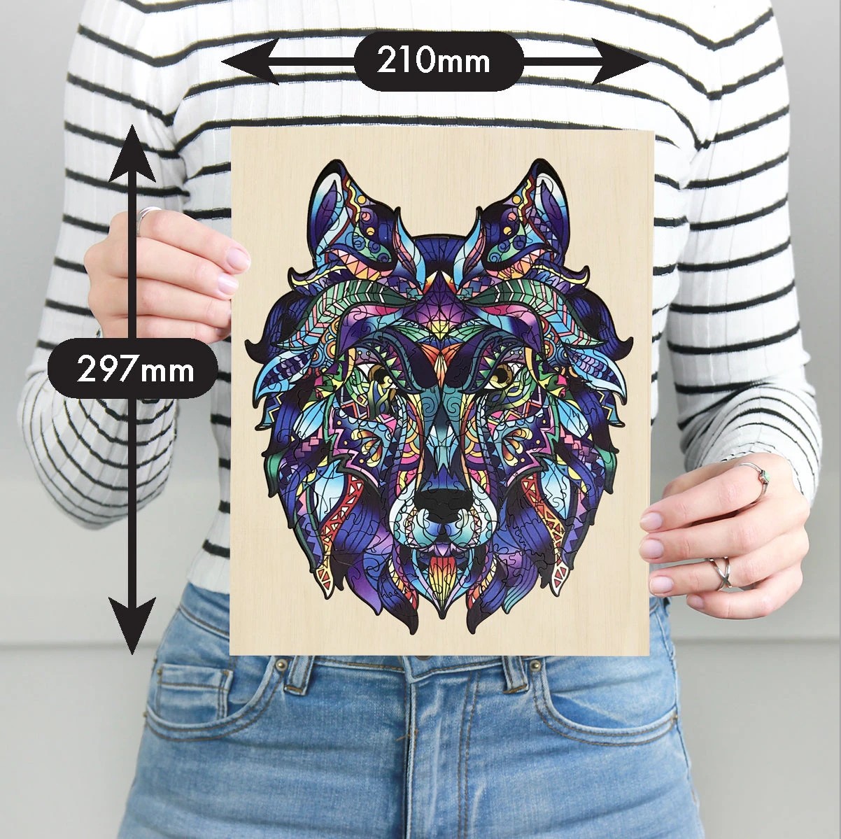 7 Puzzle Master 132 Piece Wooden Jigsaw Puzzle, Wolf, 7 of 8