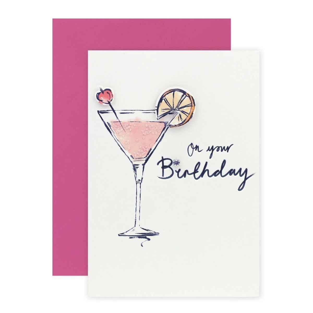 1 Connections from Hallmark Birthday Card - Pink Cocktail, 1 of 3