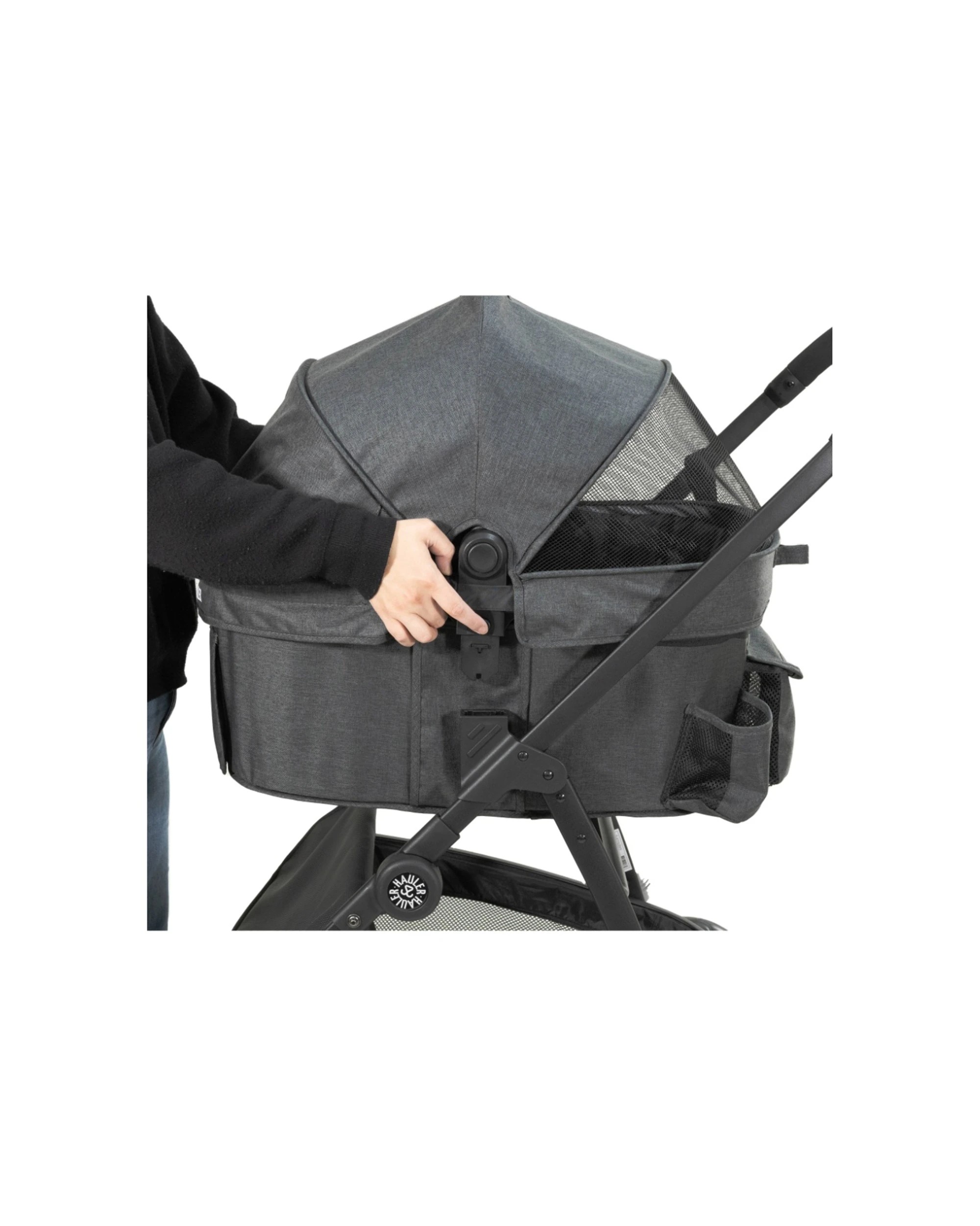 2 Furmates Hauler Pet Stroller Pram With Removable Carrier Mesh And Foldable 25kg - Grey, 2 of 8