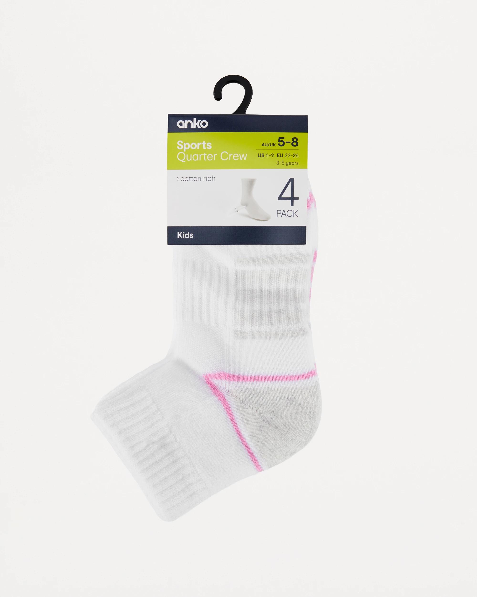 3 4 Pack Active Kids Quarter Crew Socks Pink/purp, 3 of 3