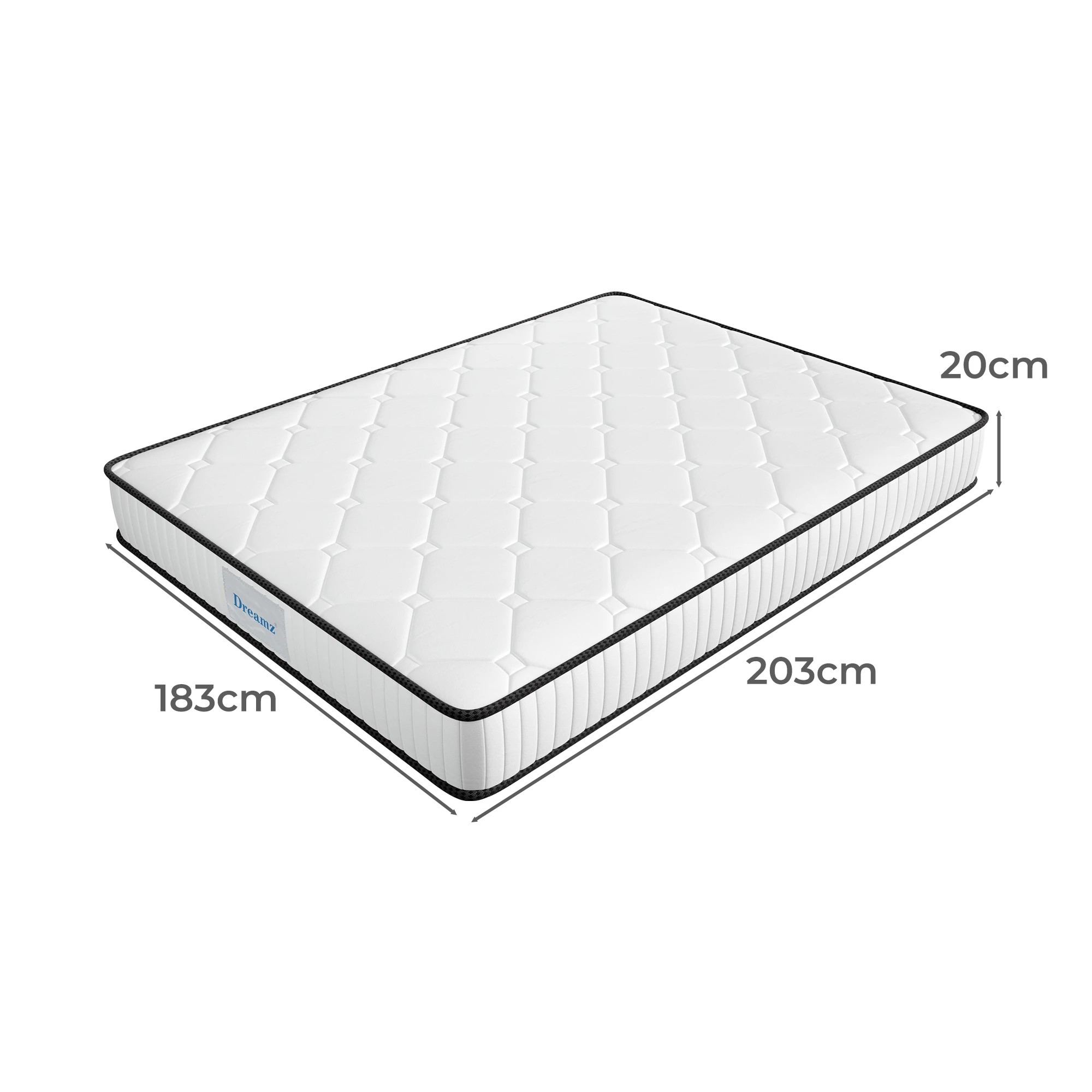 3 DreamZ King Spring Mattress Medium Firm 5-Zone Support Breathable Fabric Cover, 3 of 7
