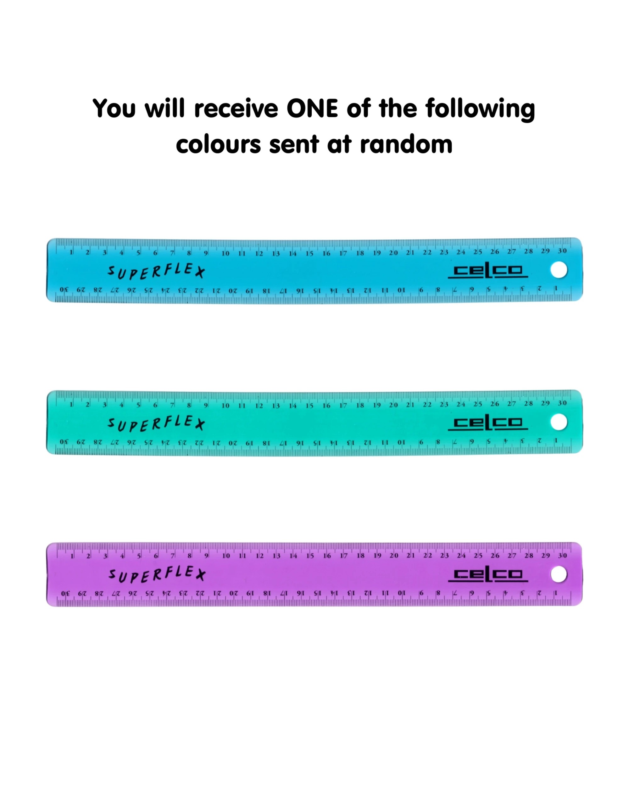 2 JTC Celco Superflex 30cm Ruler Colour - Assorted, 2 of 3