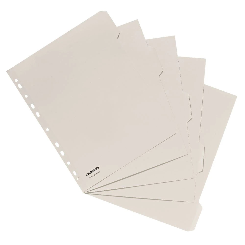 2 J.Burrows A4 5 Tab Dividers Extra Wide Manilla, 2 of 3