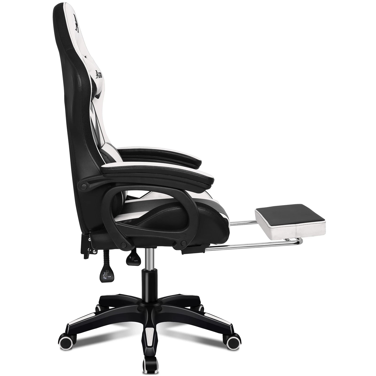 5 Alfordson Gaming Office Chair 12 RGB LED Massage Computer Seat Footrest - White, 5 of 10