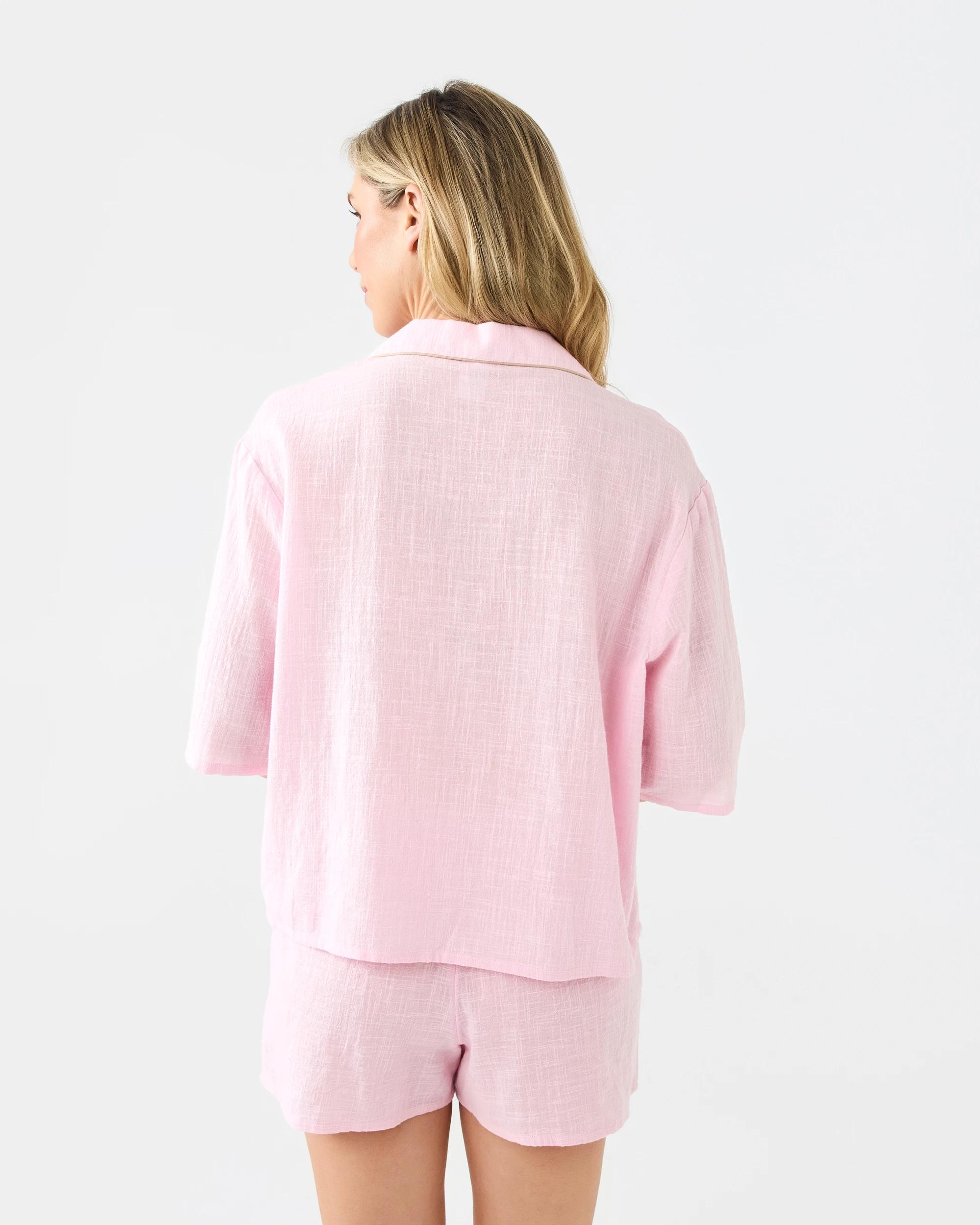 3 Cotton Slub Short Sleeve Top and Shorts Pyjama Set Stitch Frl, 3 of 8