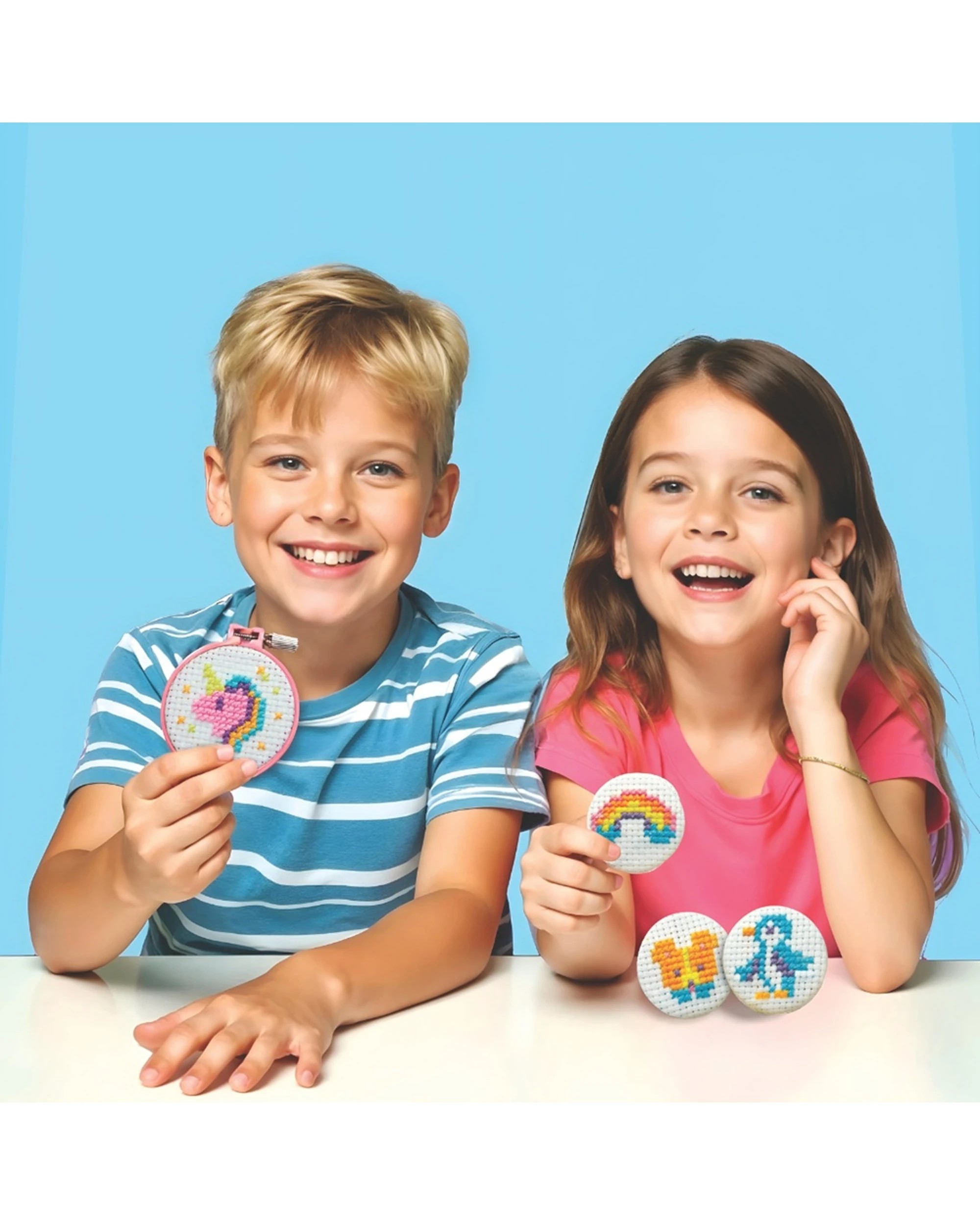 3 4M Kidzmaker Mini Cross Stitch Buttons Craft Kit Kids Art Set Activty - Multi, 3 of 3