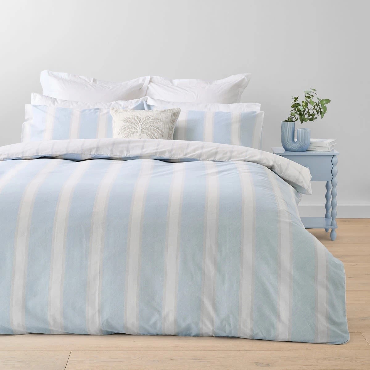 1 Cori Cotton Rich Reversible Quilt Cover Set - Single Bed, Blue, 1 of 7