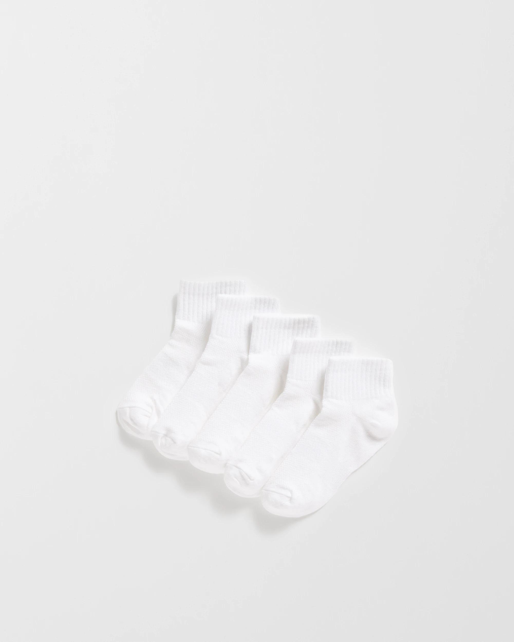 1 Maxx Australian Cotton Blend Lightweight Sport Quarter Crew Socks 5 Pack WHITE, 1 of 3