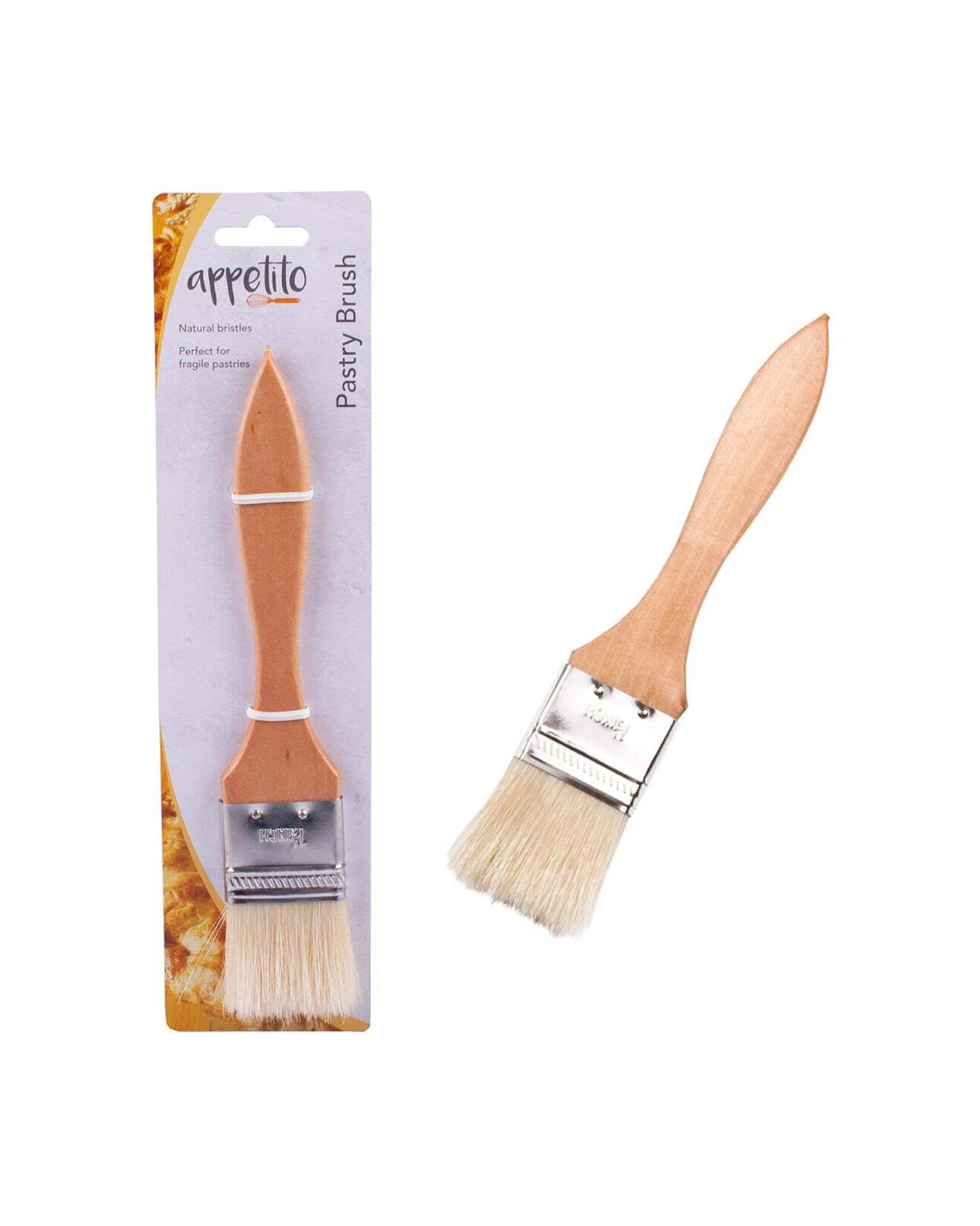 2 Appetito Pastry Basting Brush 38cm Natural Bristles Timber Handle Hand Wash Only - Brown, 2 of 3