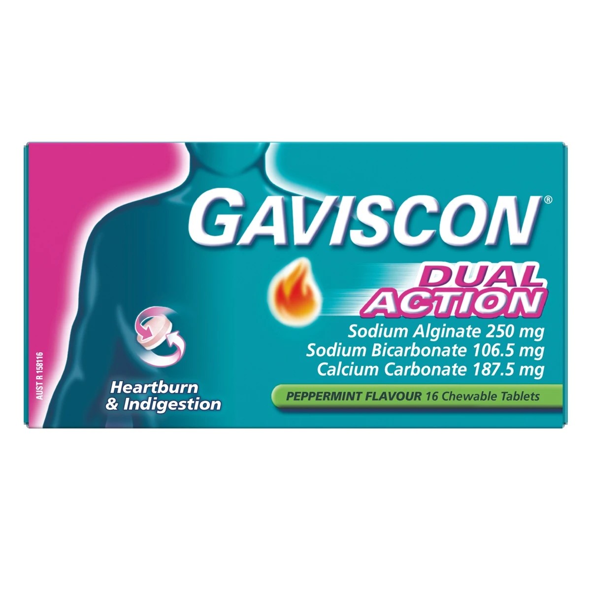 2 16 Pack Gaviscon Dual Action Tablets - Peppermint, 2 of 9