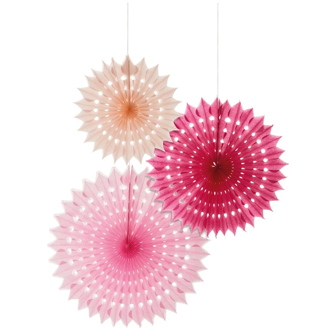 1 3 Pack Pink Paper Fan Decorations, 1 of 9