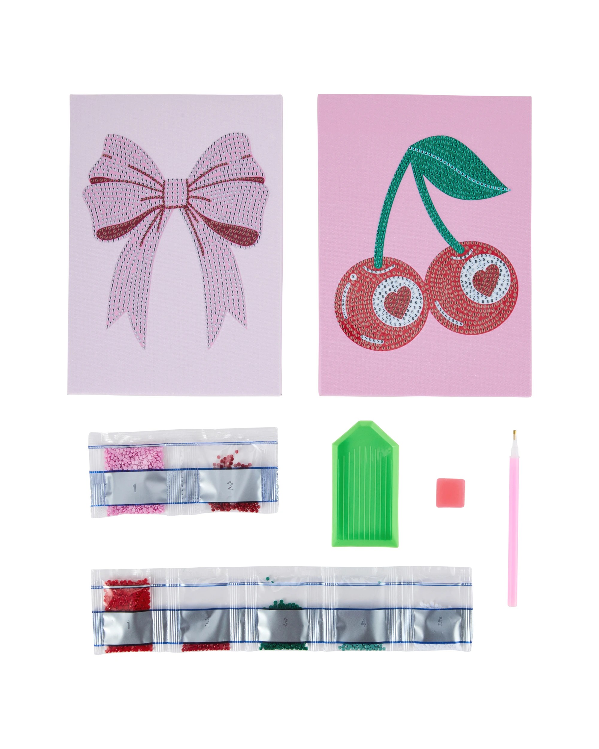 2 Sparkle Gem Art Canvas Kit - Bow & Cherry, 2 of 3