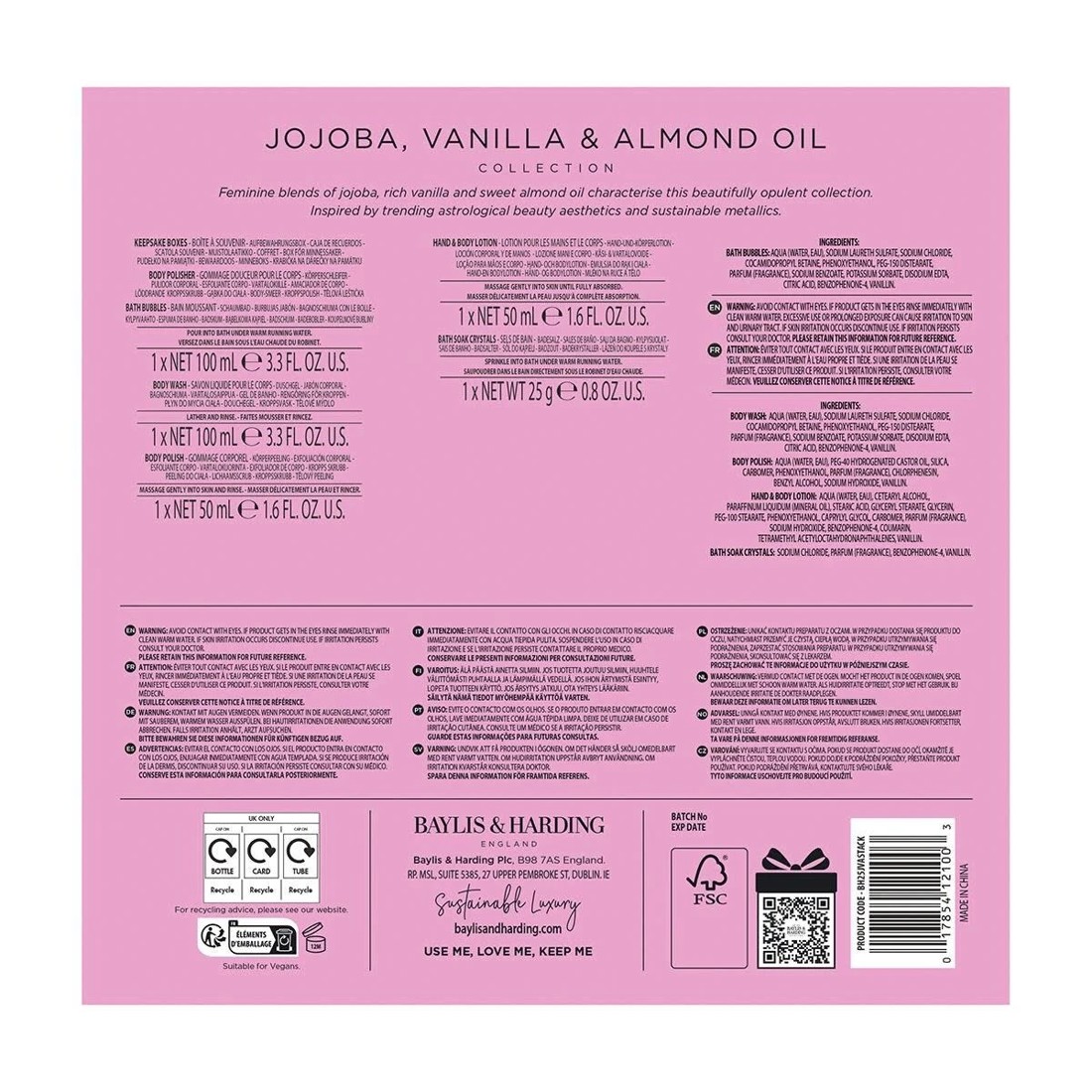 4 Baylis & Harding Signature Collection Keepsake Boxes Gift Stack - Jojoba, Vanilla and Almond Oil, 4 of 4