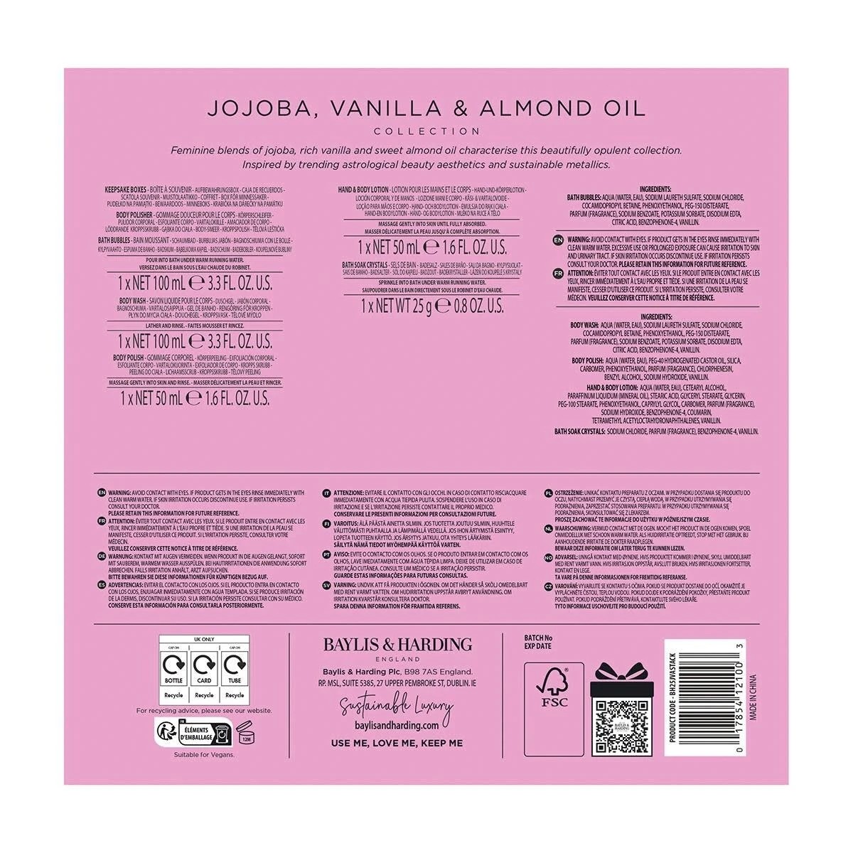 4 Baylis & Harding Signature Collection Keepsake Boxes Gift Stack - Jojoba, Vanilla and Almond Oil, 4 of 4