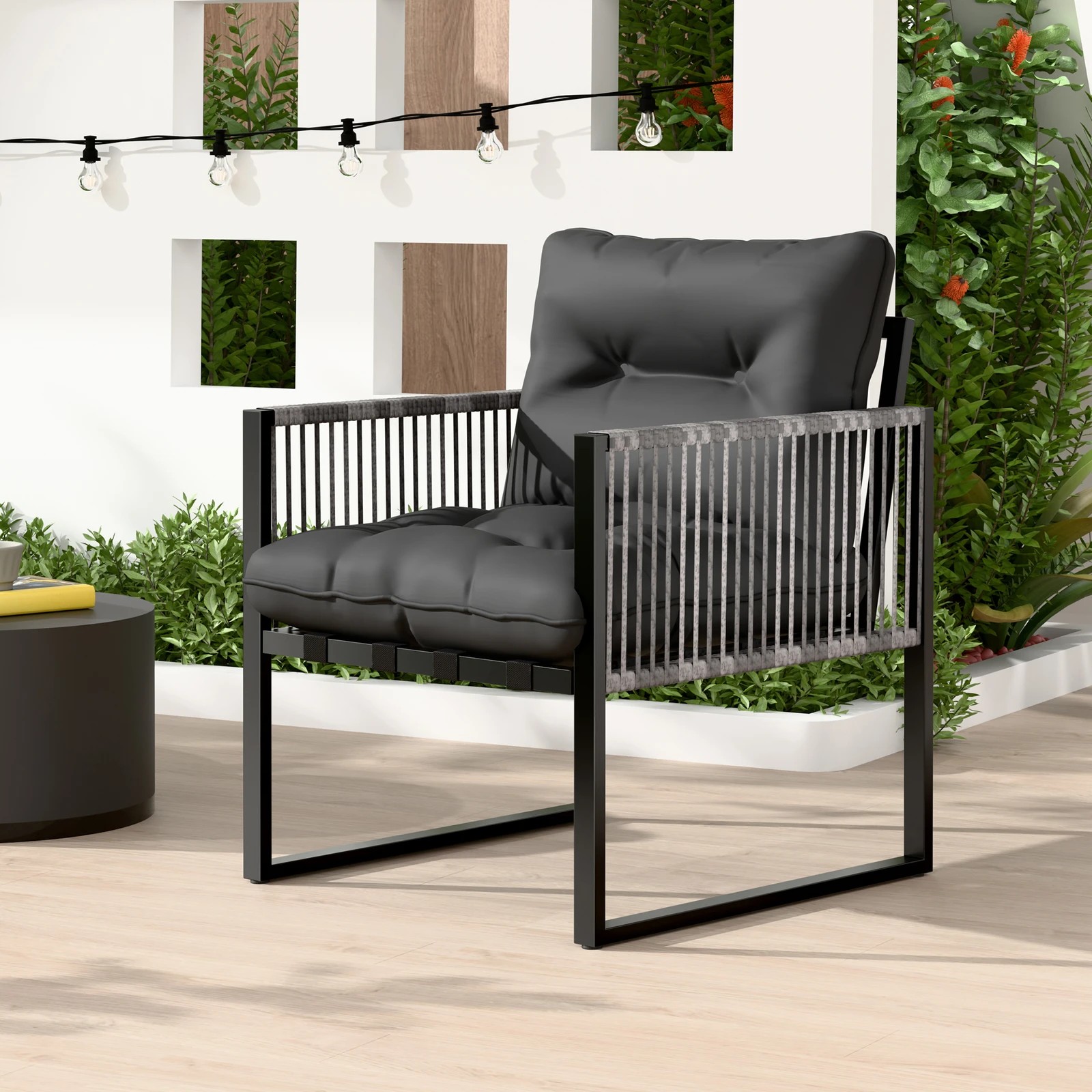 6 Alfordson Outdoor Dining Table Lounge Chairs Set Glass Patio Furniture Wicker - Grey, 6 of 10